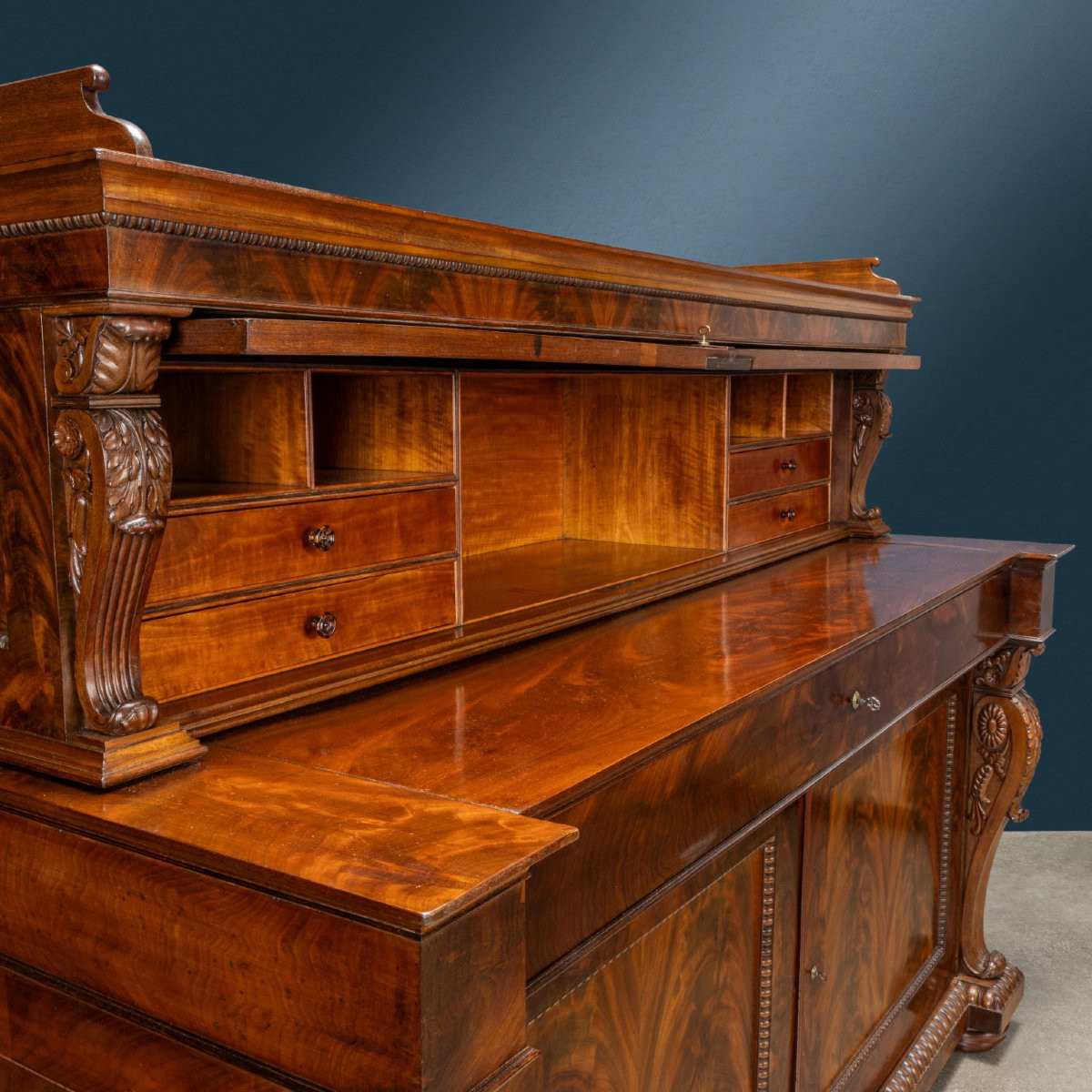 Bureau Avec Secrets Chêne Italie XIXe Siècle-photo-4