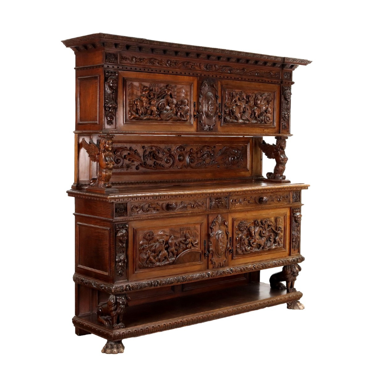 Antique Cupboard Neo-baroque Style Walnut Italy XX Century