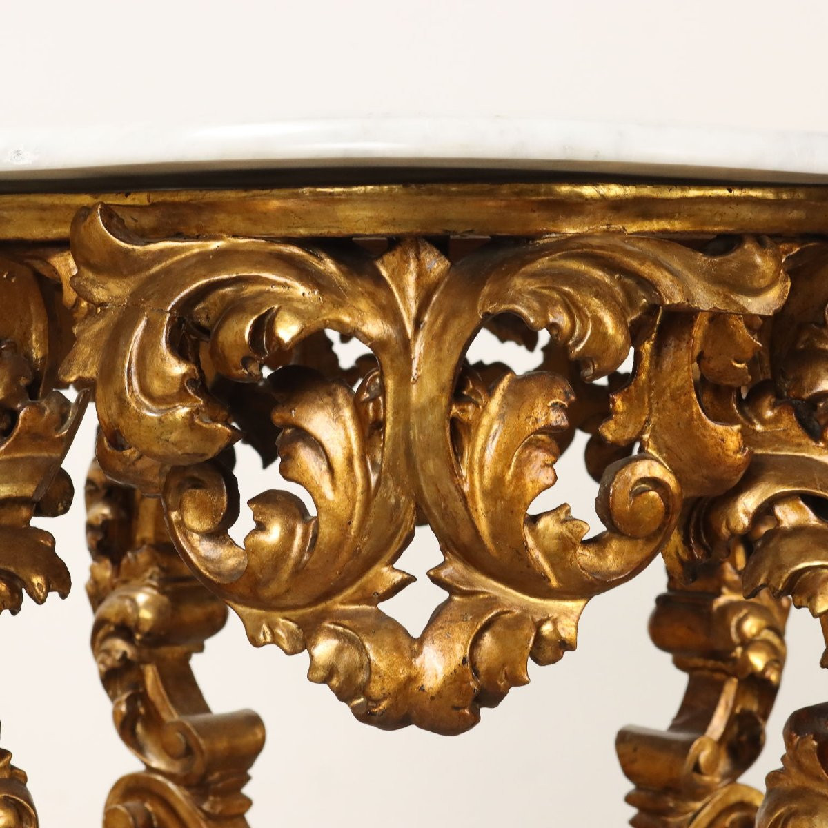 Table Ancienne Style Éclectique Bois Gravé Doré XVIIIe Siècle-photo-2