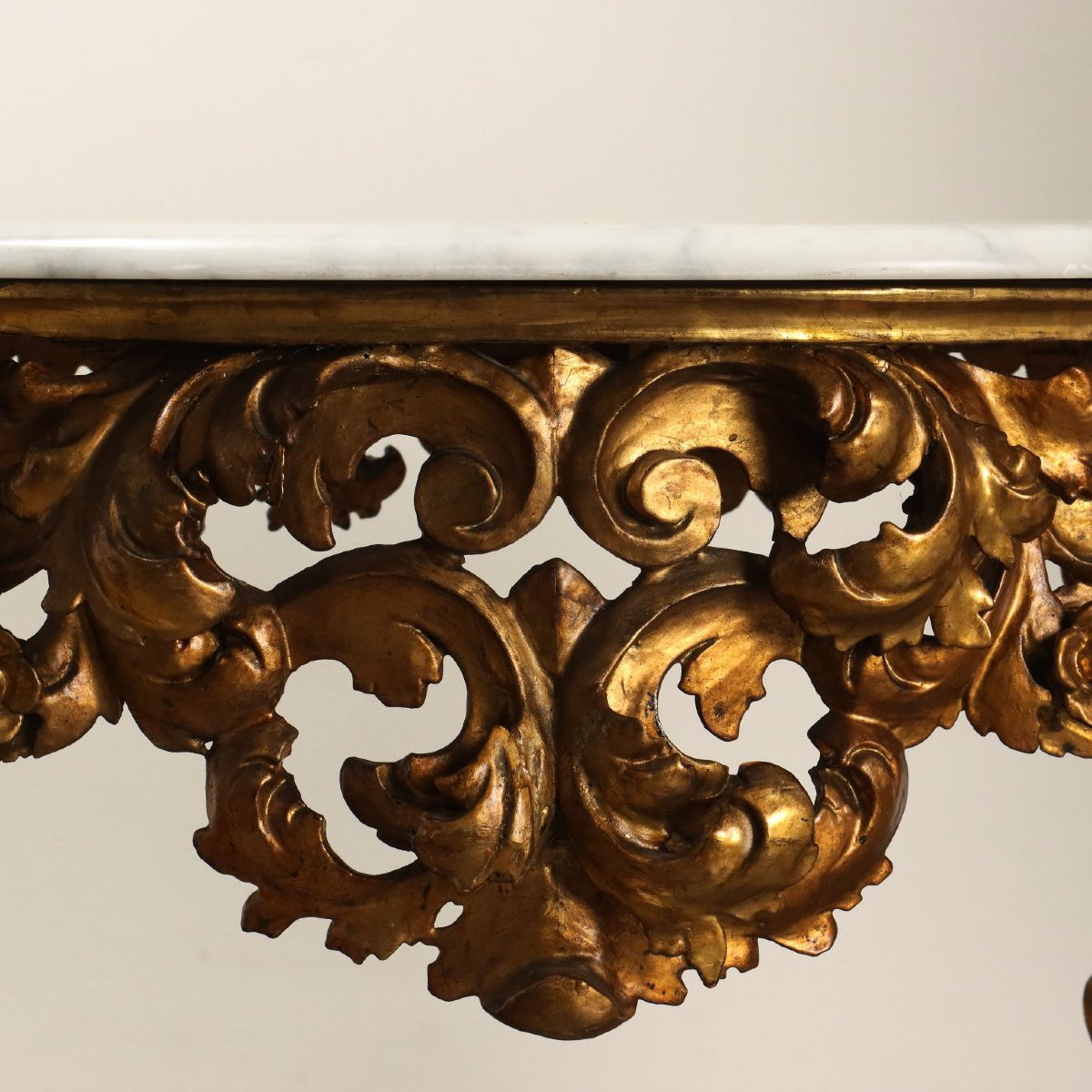 Table Ancienne Style Éclectique Bois Gravé Doré XVIIIe Siècle-photo-3