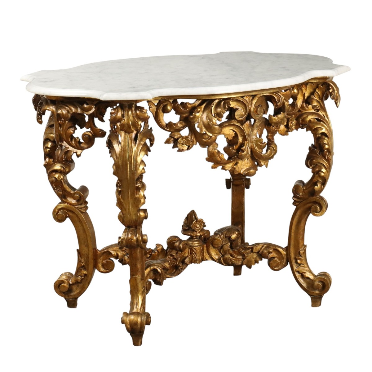 Table Ancienne Style Éclectique Bois Gravé Doré XVIIIe Siècle