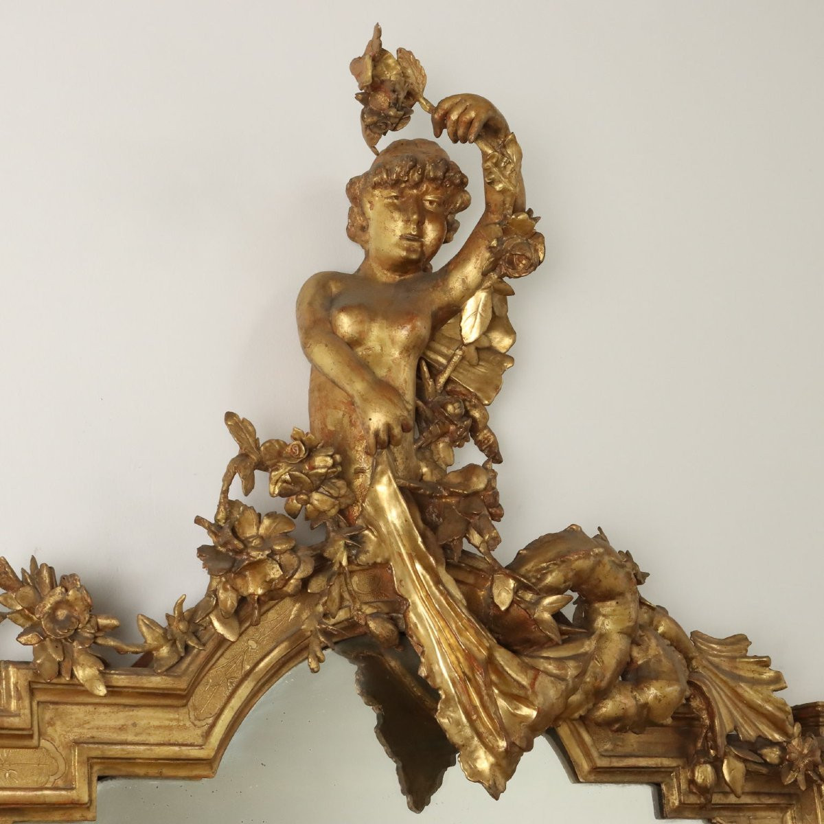 Large Carved And Gilded Mirror-photo-3