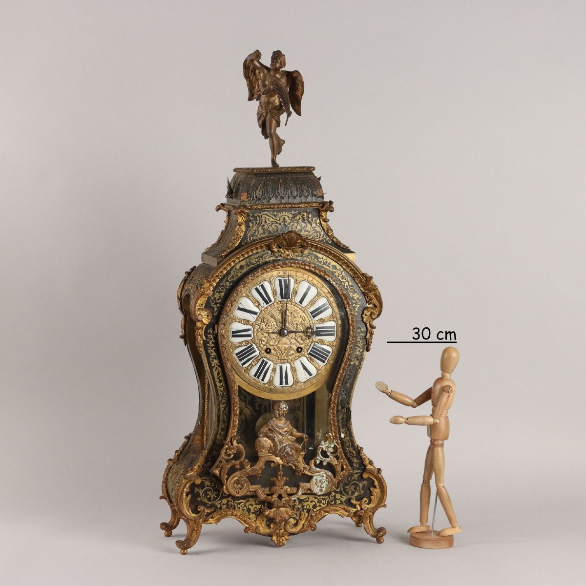 Horloge Ancien Style Boulle Bronze Bois Détails Dorés '800-photo-2