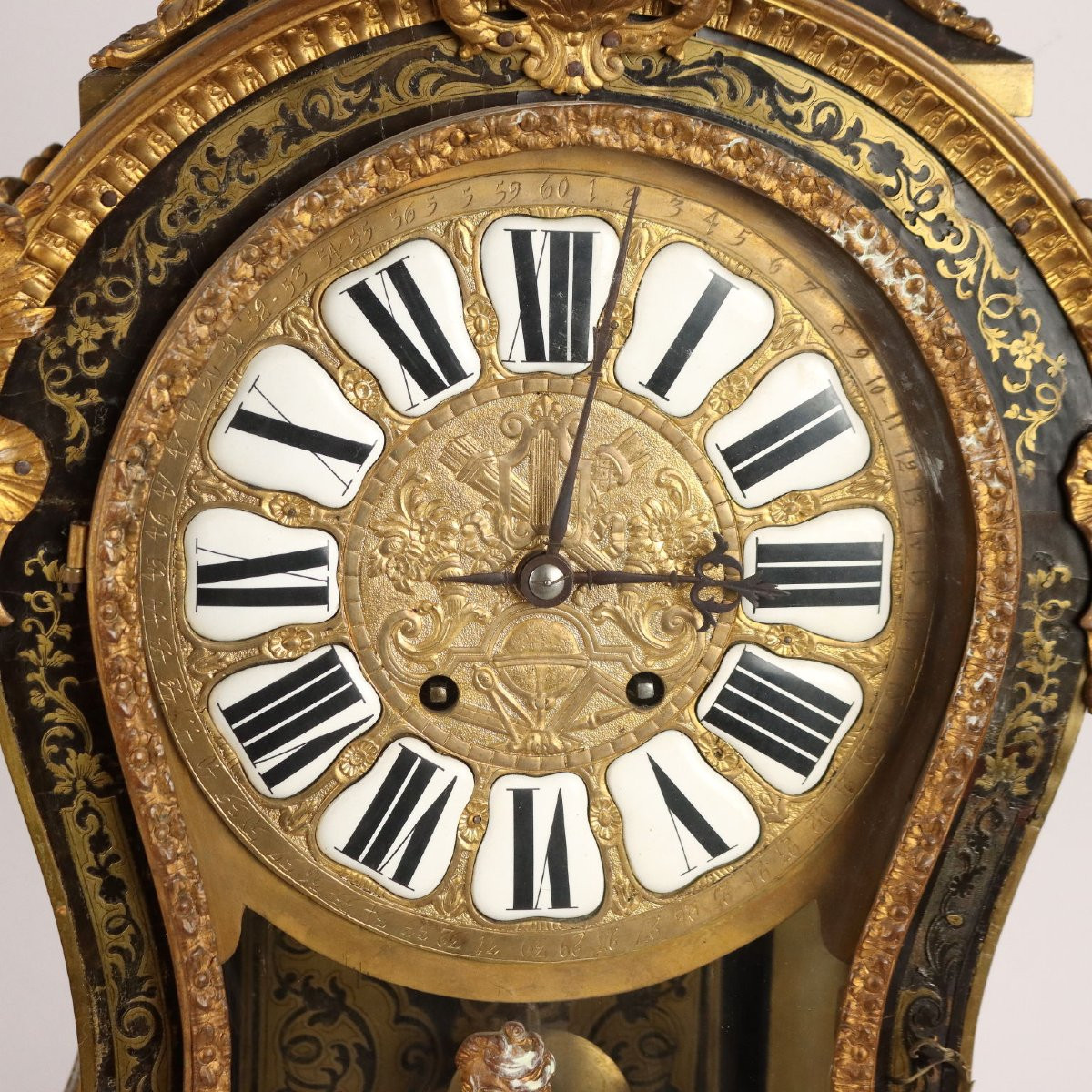 Horloge Ancien Style Boulle Bronze Bois Détails Dorés '800-photo-2