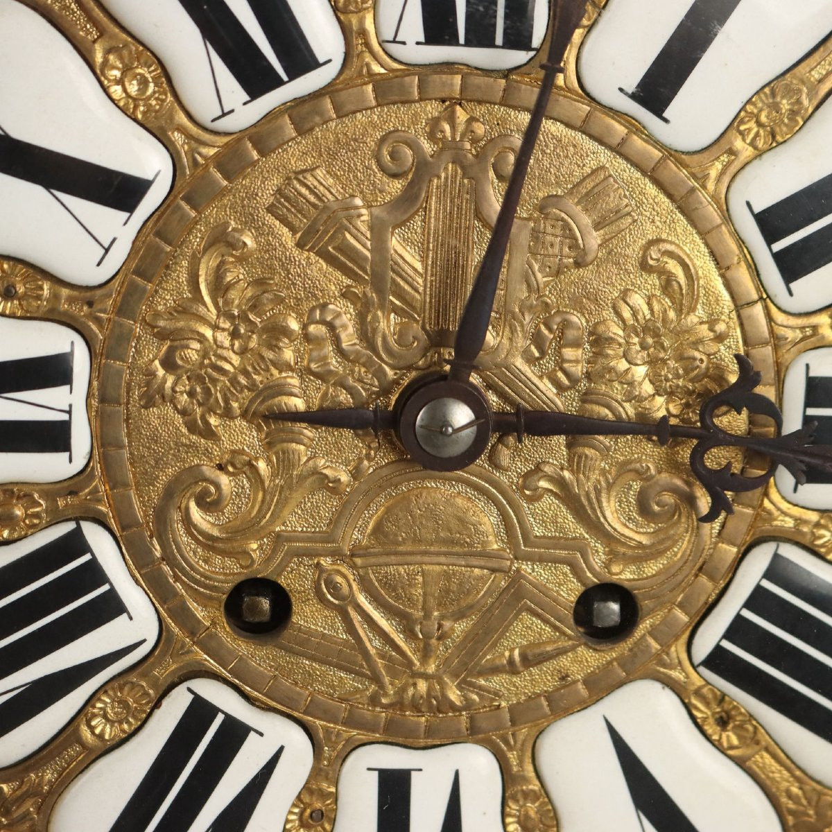 Horloge Ancien Style Boulle Bronze Bois Détails Dorés '800-photo-3