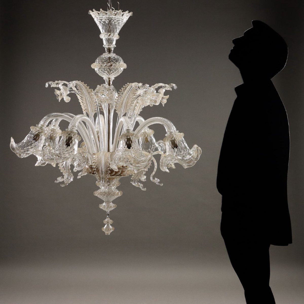 Lustre Ancien Verre de Murano 8 Lumières Italie XXe Siècle -photo-2