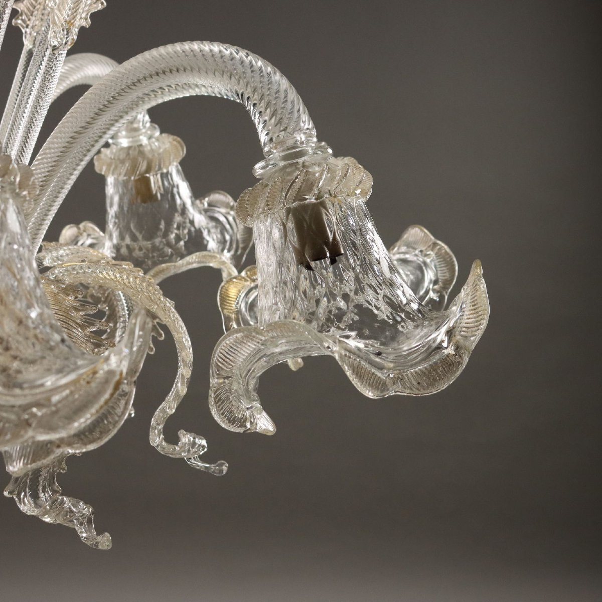 Lustre Ancien Verre de Murano 8 Lumières Italie XXe Siècle -photo-3