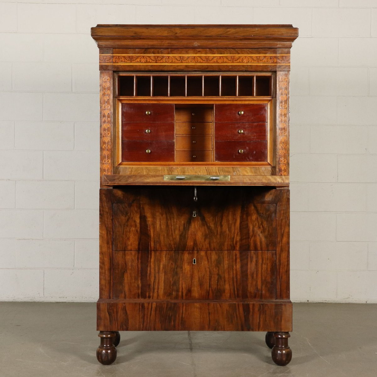 Antique Empire Secrétaire Bottega Maggiolini Walnut Italy XIX Century-photo-3