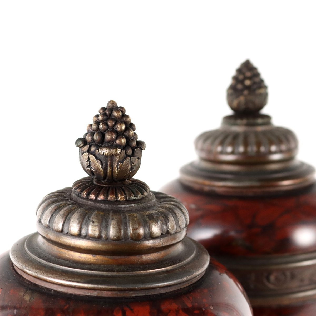 Paire de Vases en Marbre Rouge Griotte France XIXe Siècle-photo-3