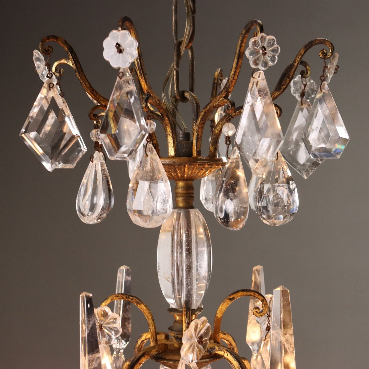 Antique Chandelier Crystal Bronze Iron Italy XIX Century-photo-3