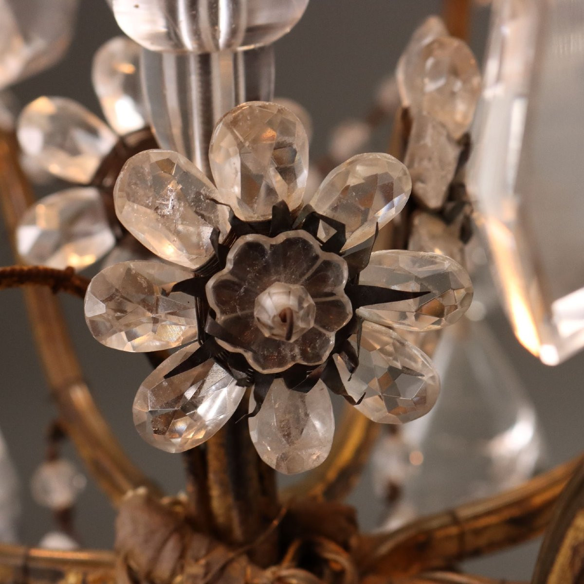 Antique Chandelier Crystal Bronze Iron Italy XIX Century-photo-1