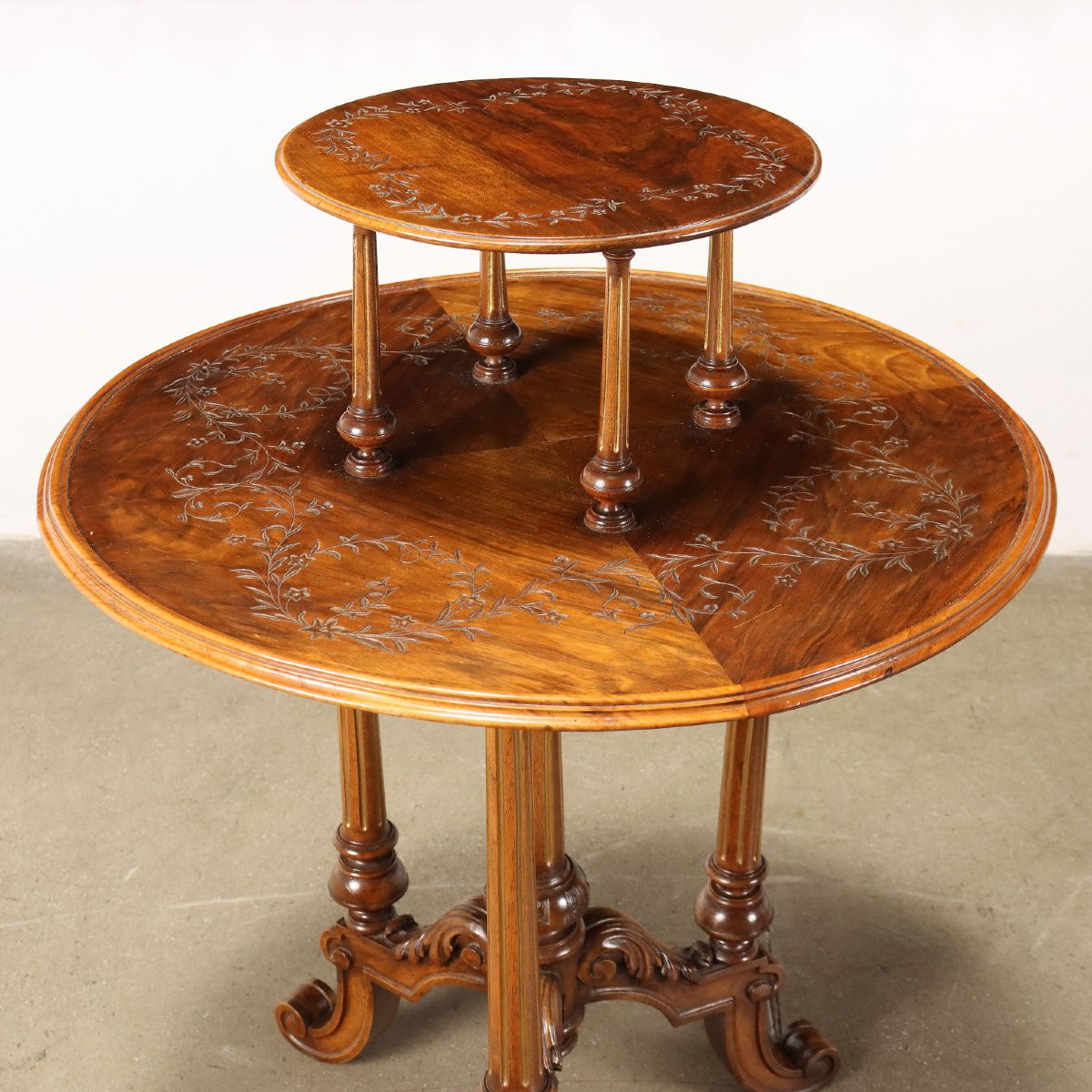 Portemanteaux Éclectiques Anciens Acajou Motifs Fleurs XXe Siècle-photo-3