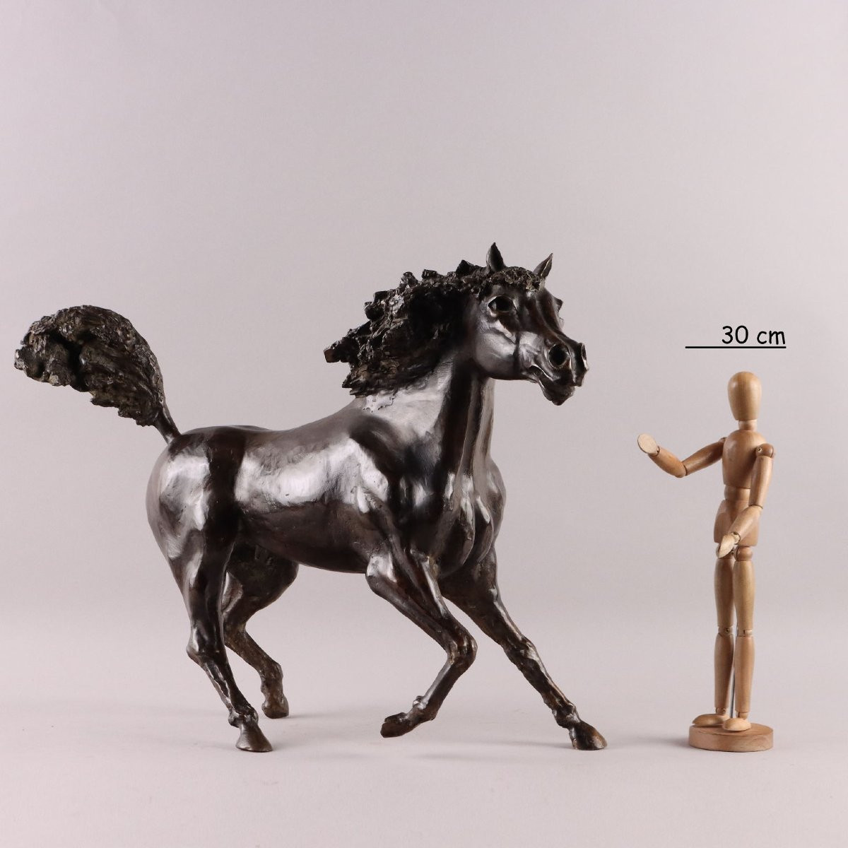 Sculpture Modèrne Cheval Bronze Signée Cesare Rabitti Italie 1993-photo-2