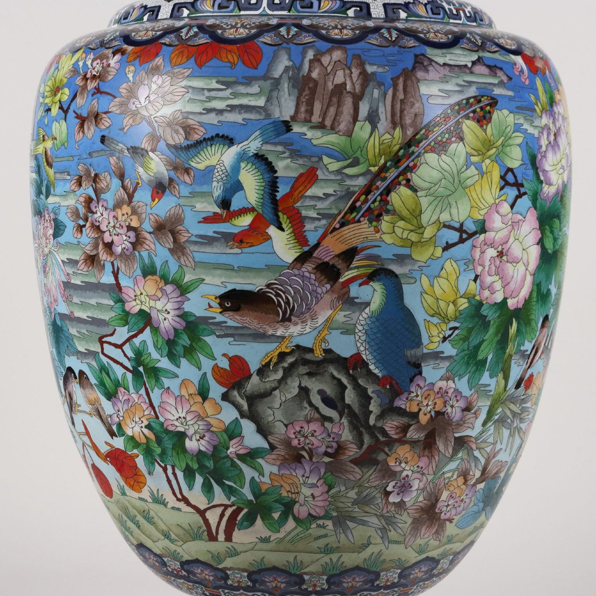 Antique Cloisonné Vase Bronze East XX Century-photo-4