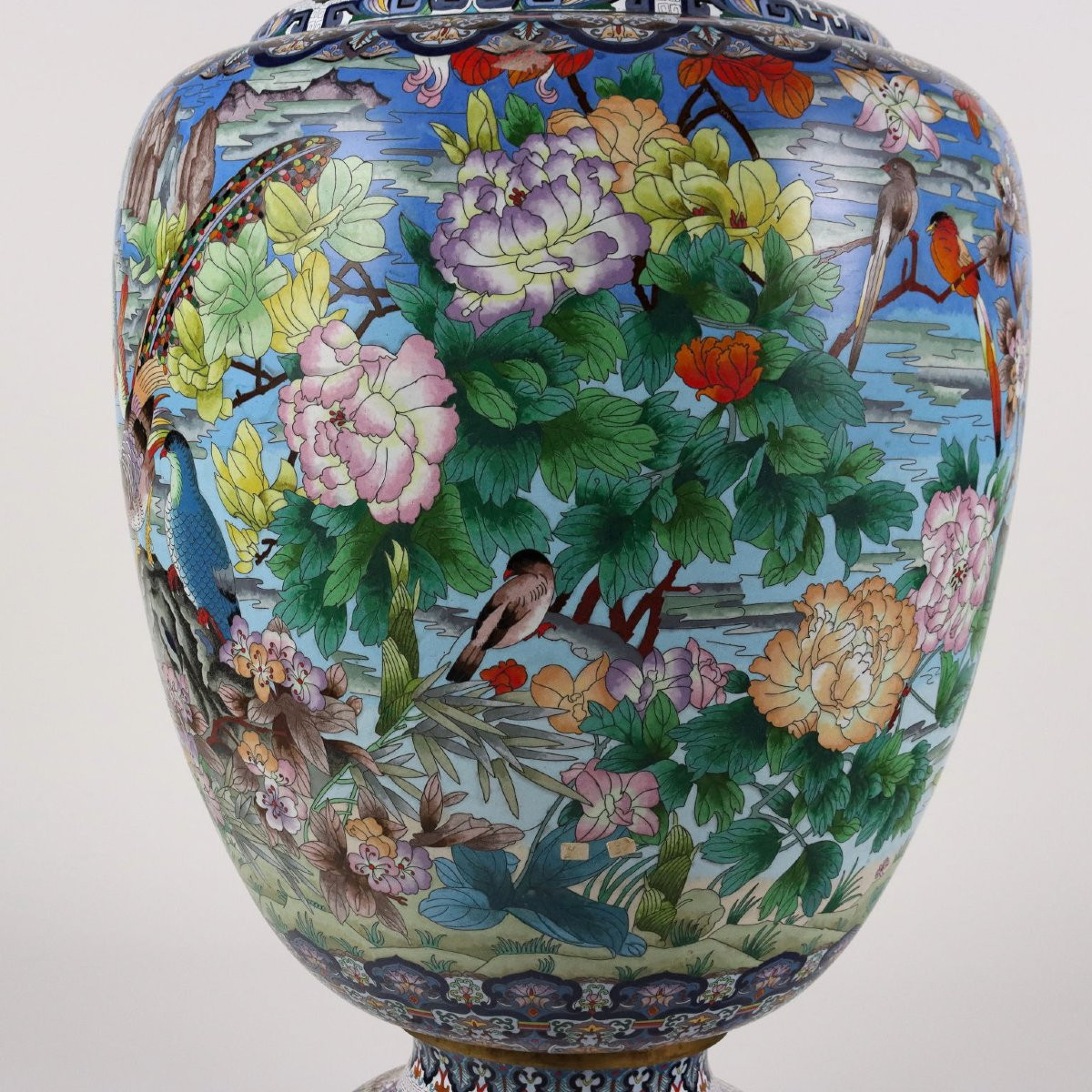 Antique Cloisonné Vase Bronze East XX Century-photo-6