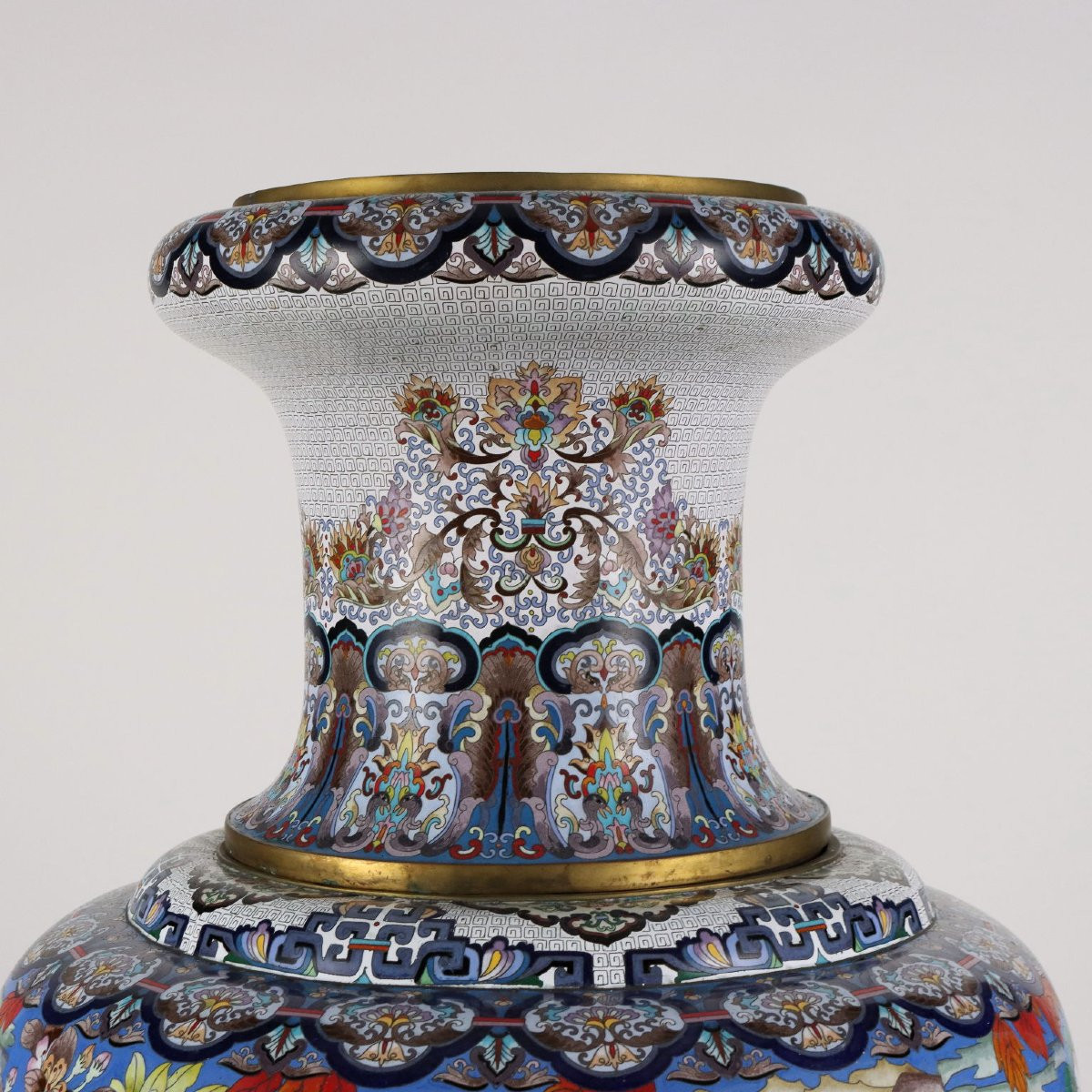 Antique Cloisonné Vase Bronze East XX Century-photo-8