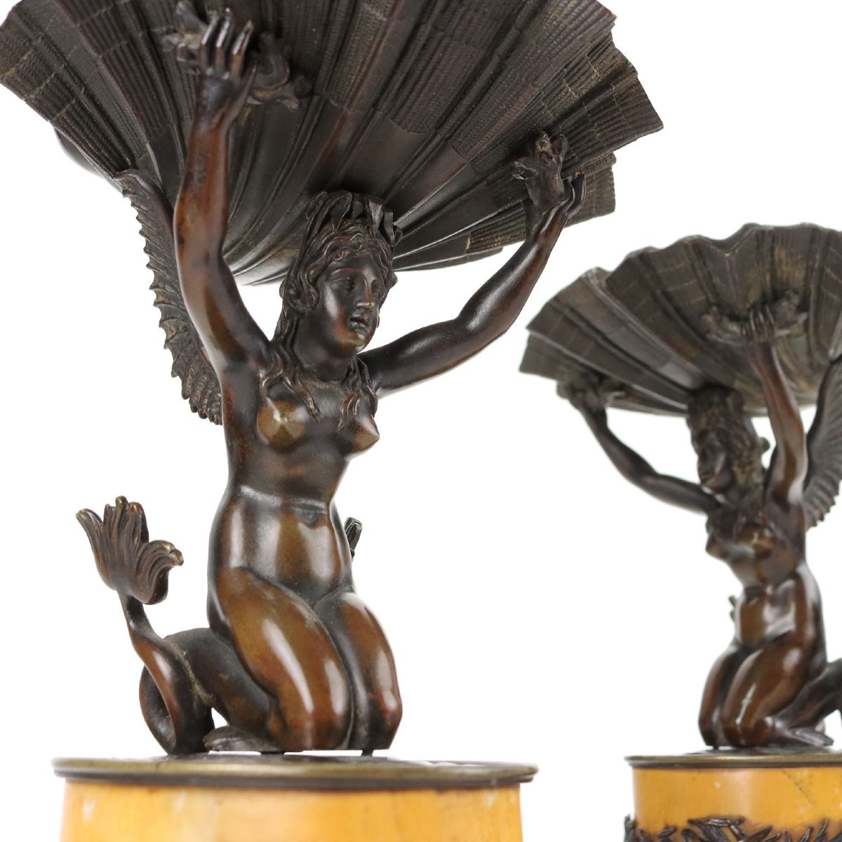 Antique Cups First Quarter '800 Bronze And Yellow Marble Of Siena-photo-3