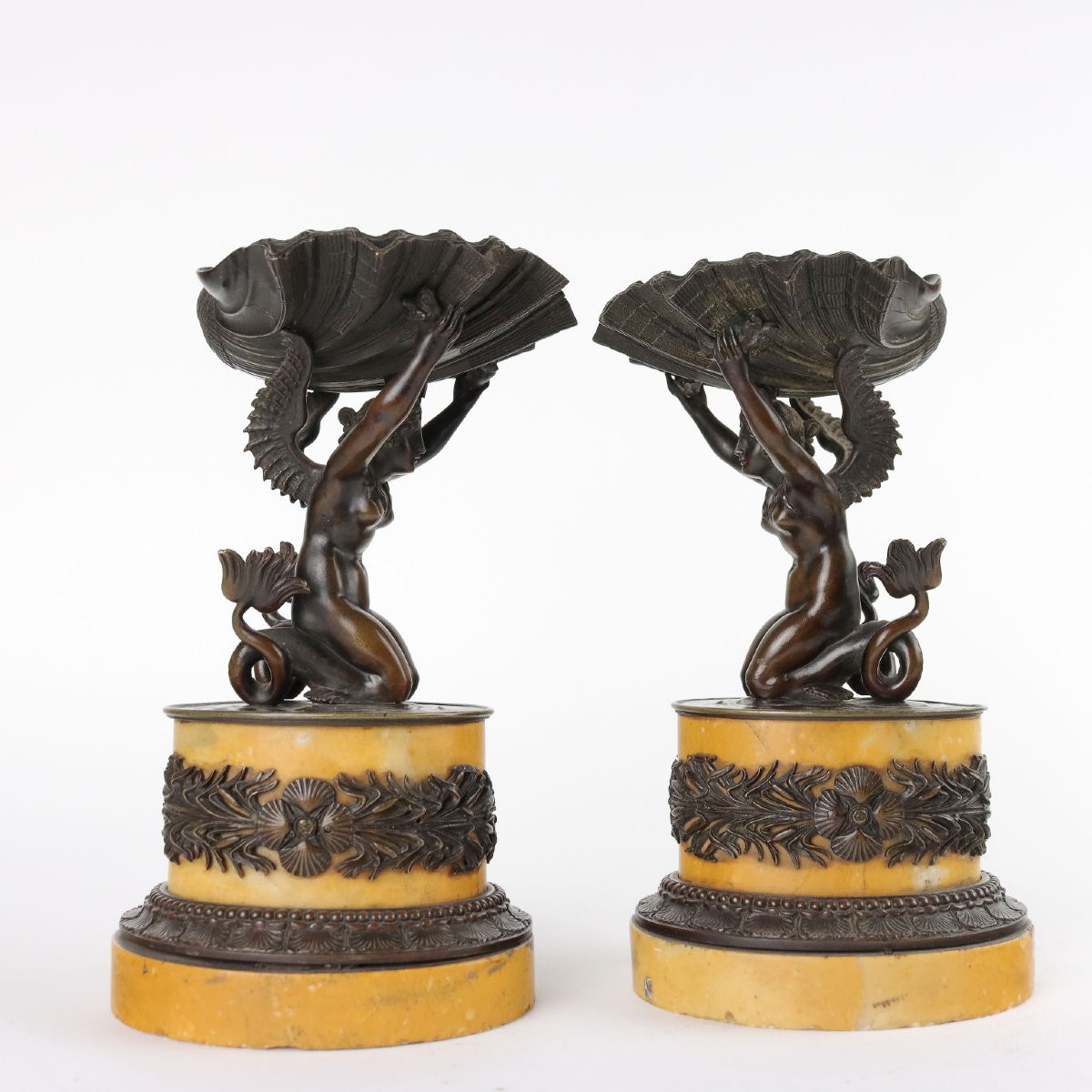 Antique Cups First Quarter '800 Bronze And Yellow Marble Of Siena-photo-4
