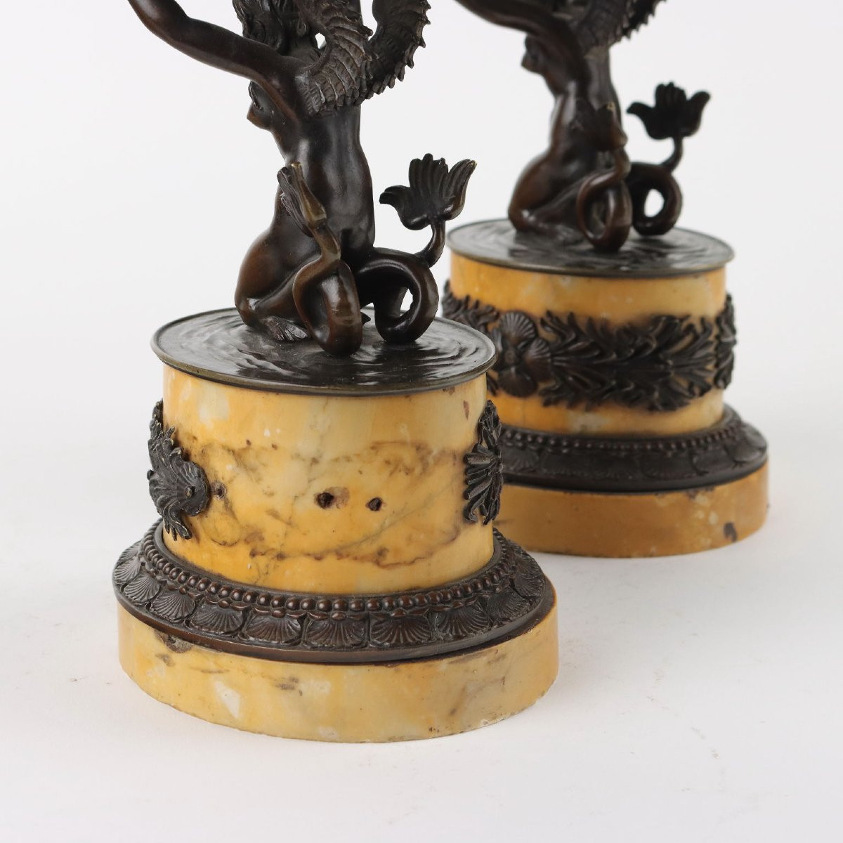 Antique Cups First Quarter '800 Bronze And Yellow Marble Of Siena-photo-6