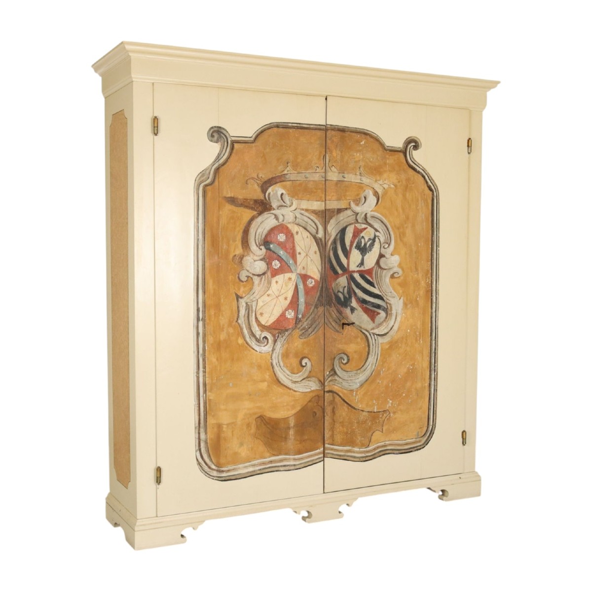 Antique Wardrobe Baroque Style Coat Of Arms Fir XX Century