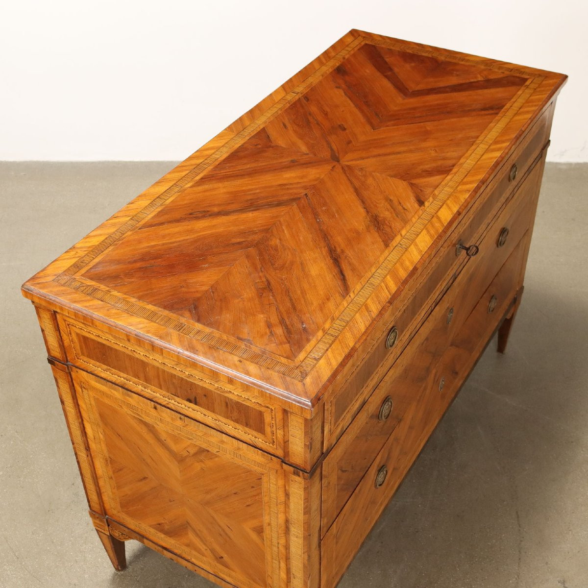 Antique Chest Of Drawers Neoclassical Maple 3 Drawers XVIII Century-photo-5