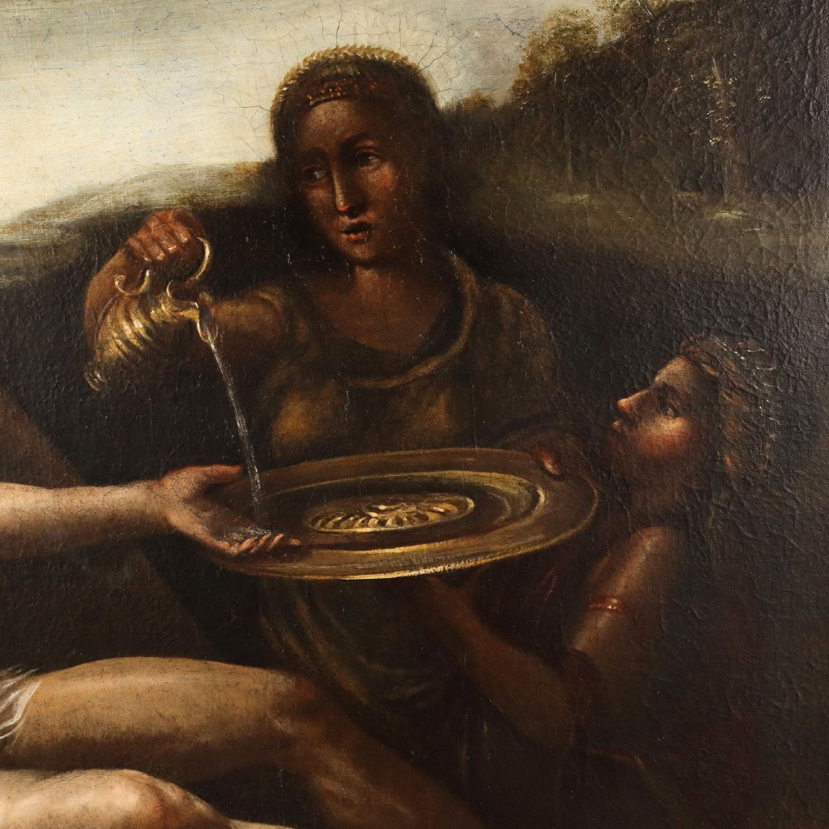 Tableau avec Scène Mythologique Huile sur Toile Italie XVIIIe Siècle-photo-2
