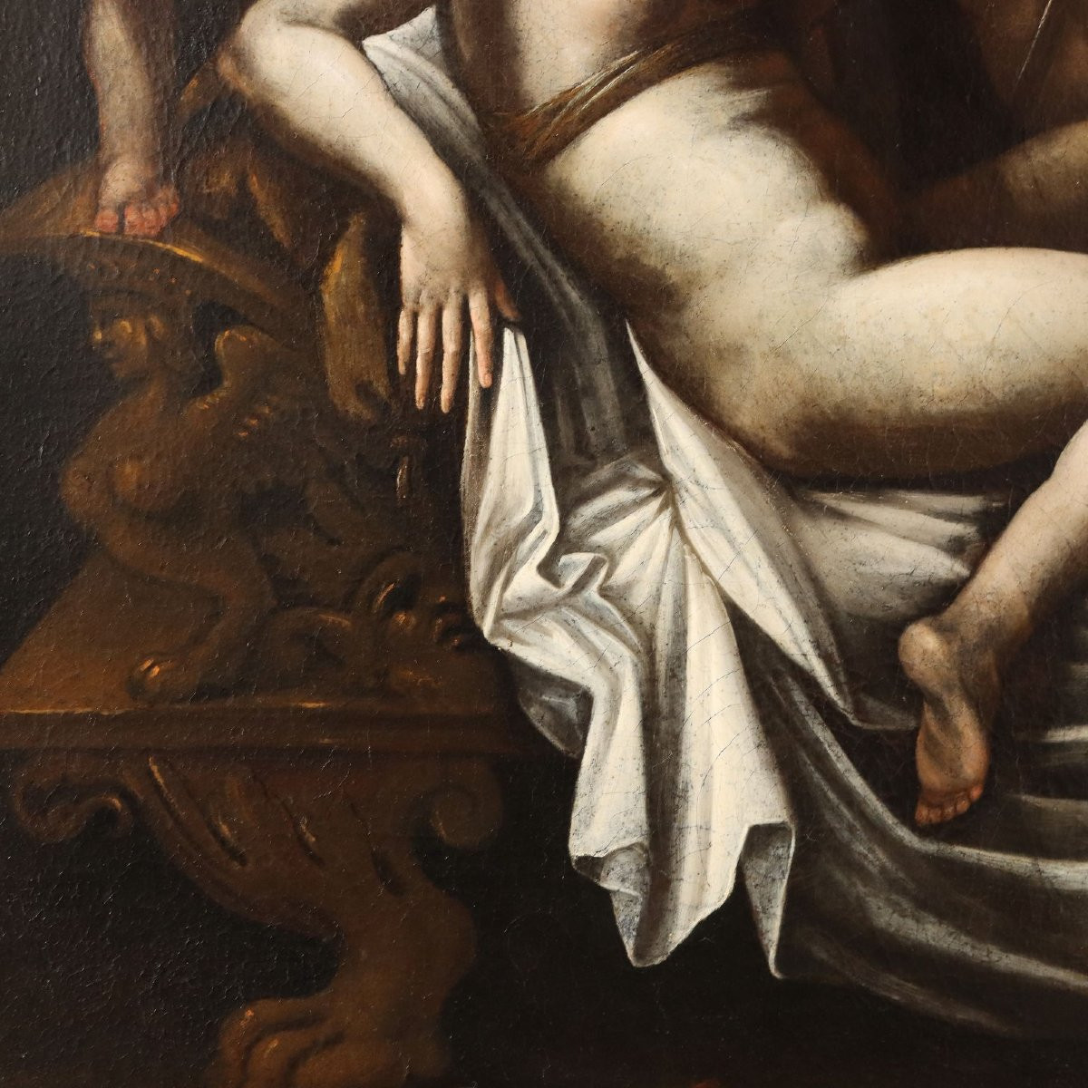 Tableau avec Scène Mythologique Huile sur Toile Italie XVIIIe Siècle-photo-5