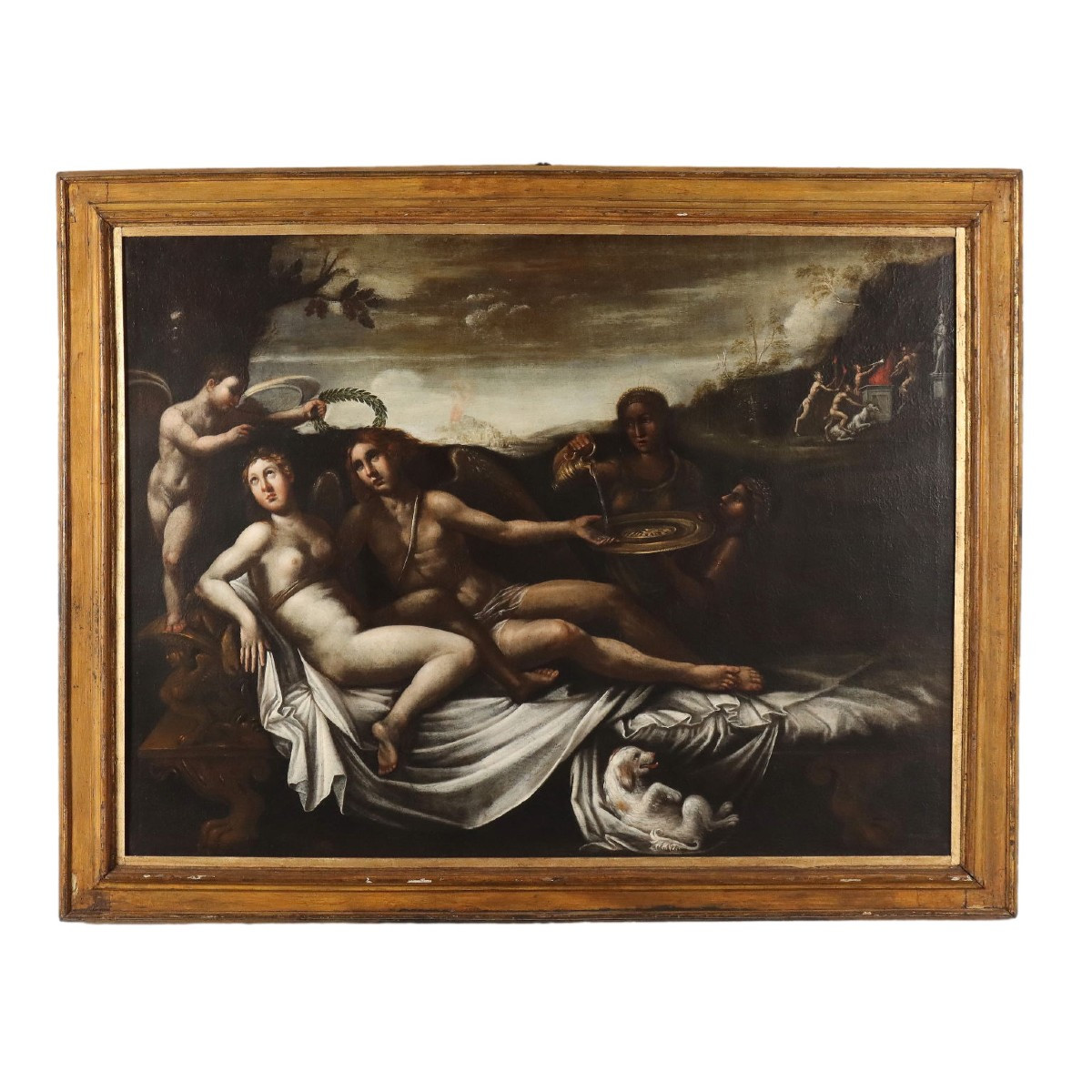 Tableau avec Scène Mythologique Huile sur Toile Italie XVIIIe Siècle