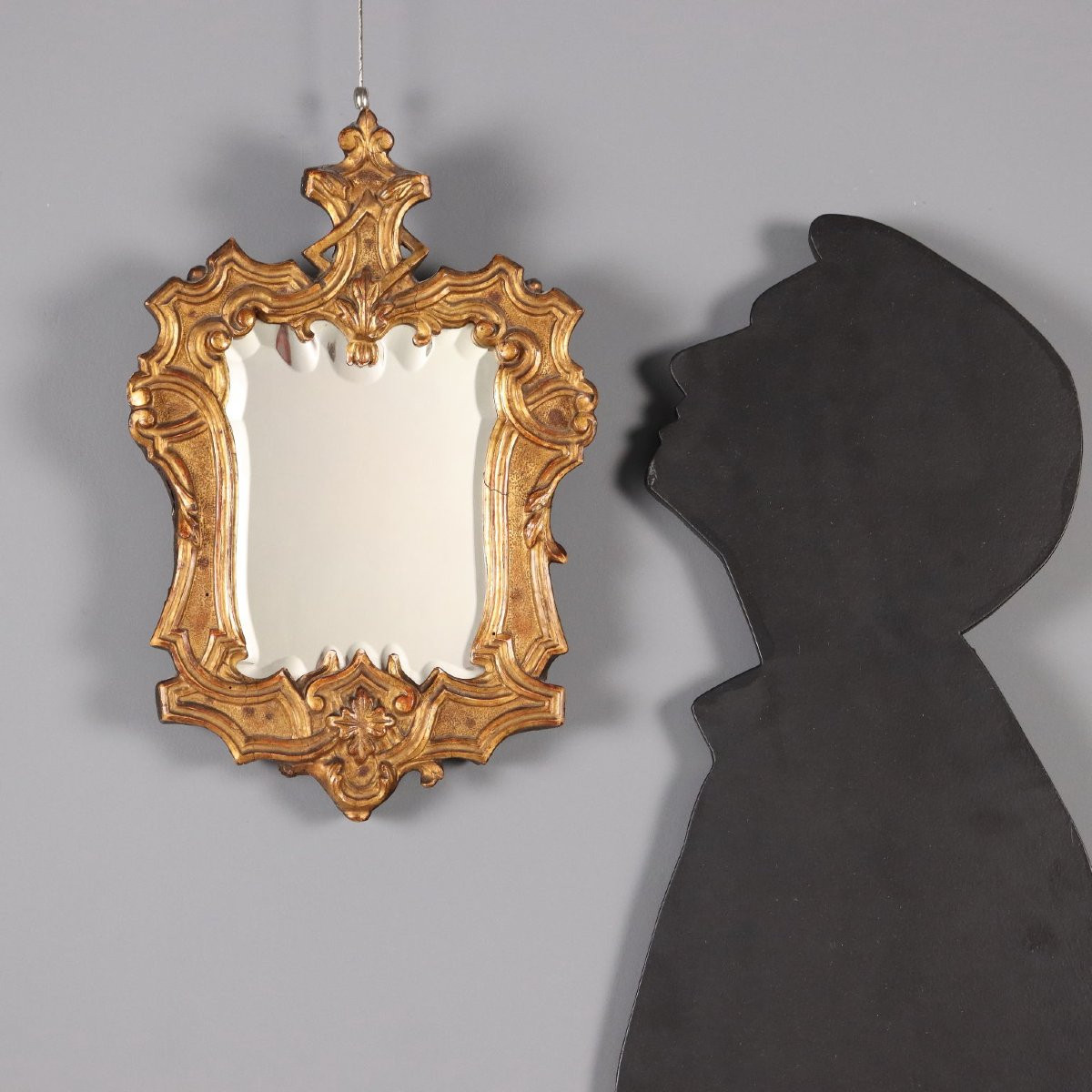Miroir Louis XIV Ancien Bois Doré Verre Italie XVIIIe Siècle-photo-2