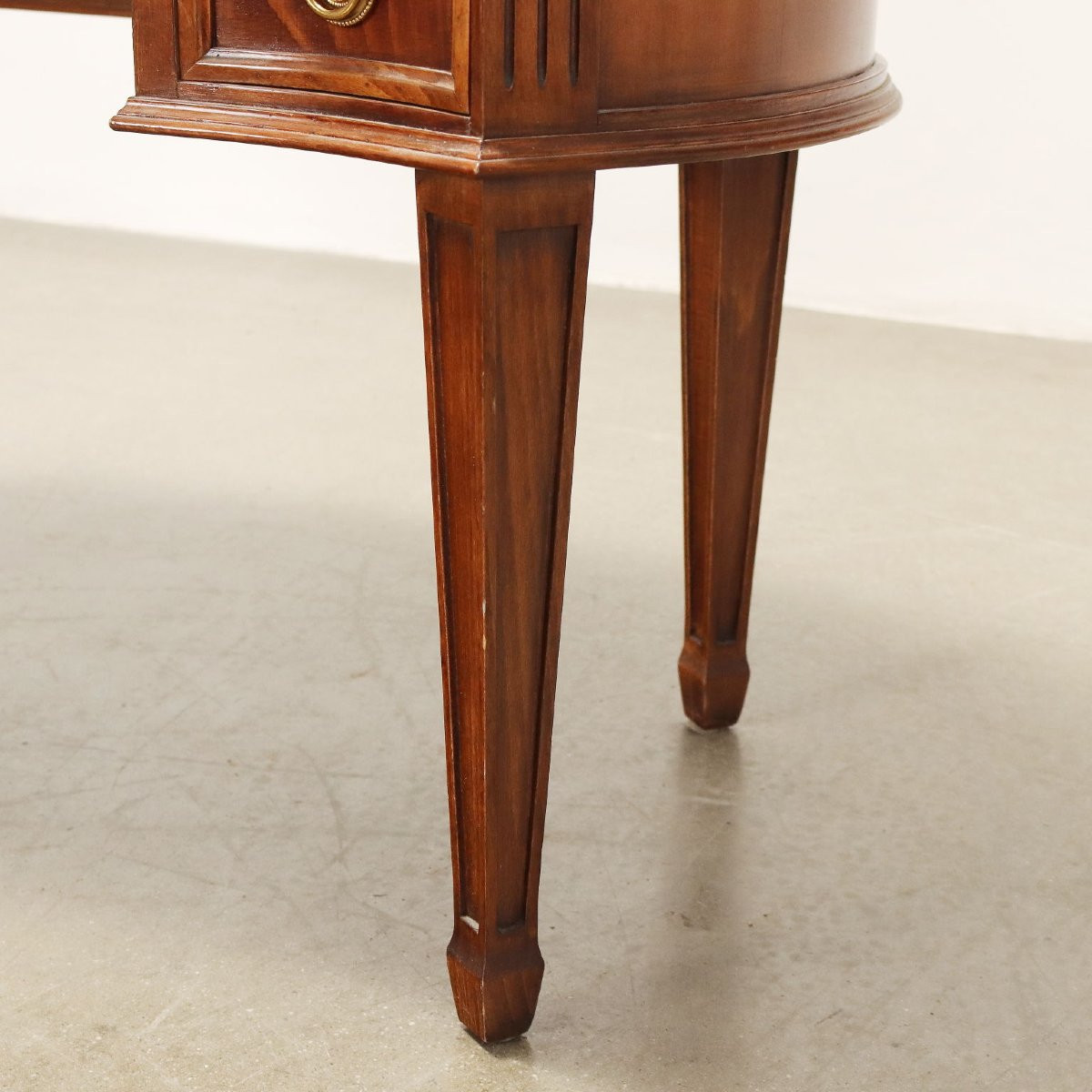 Bureau Ancien en Forme d'Haricot Hêtre Cuir Italie XXe Siècle-photo-1