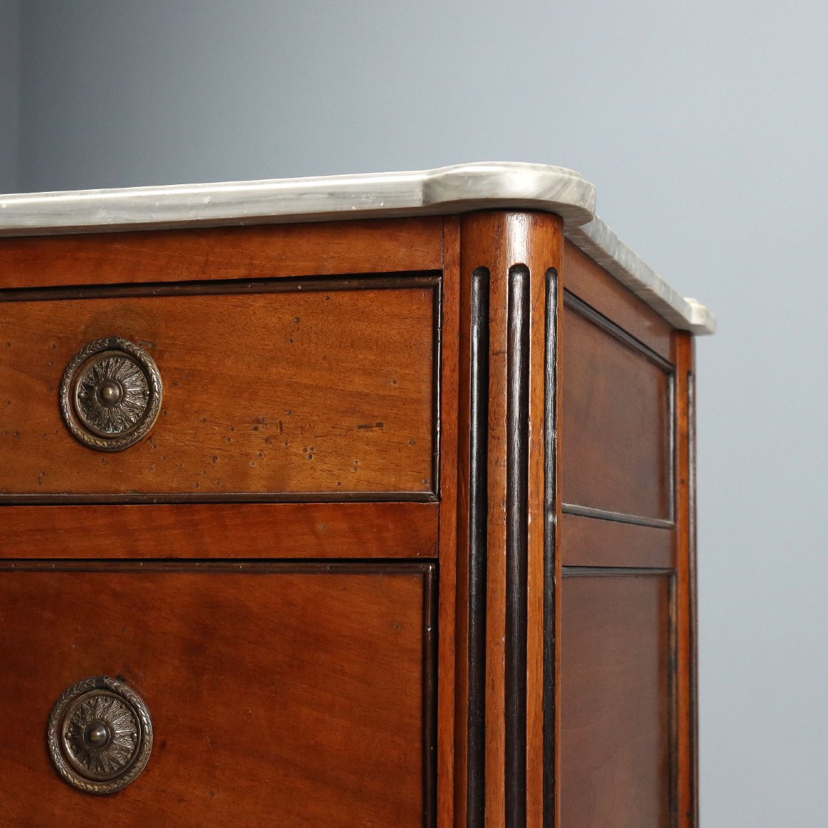 Antique Piedmontese Chest Of Drawers Walnut Marble XIX Century-photo-3