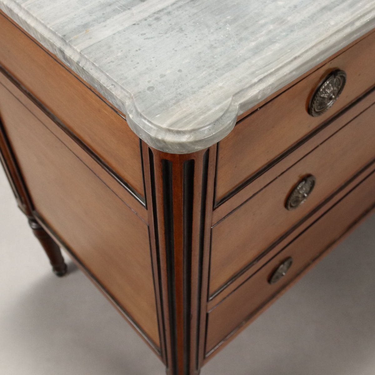 Antique Piedmontese Chest Of Drawers Walnut Marble XIX Century-photo-1