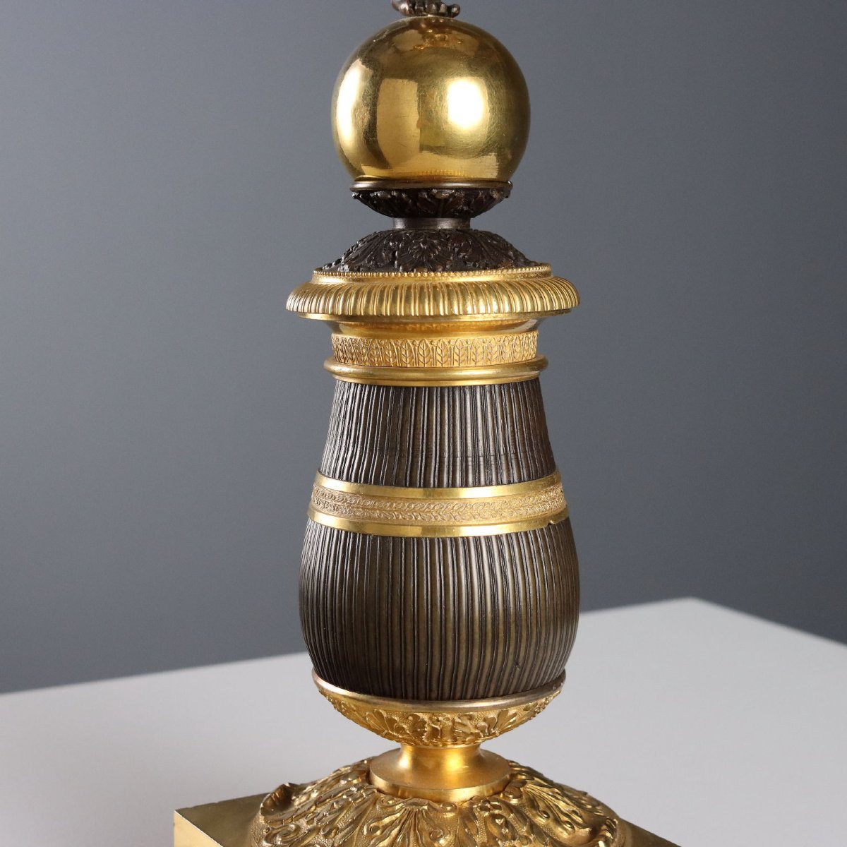 Bougeoirs Anciens Style Napoléon III Bronze du XXe Siècle-photo-3