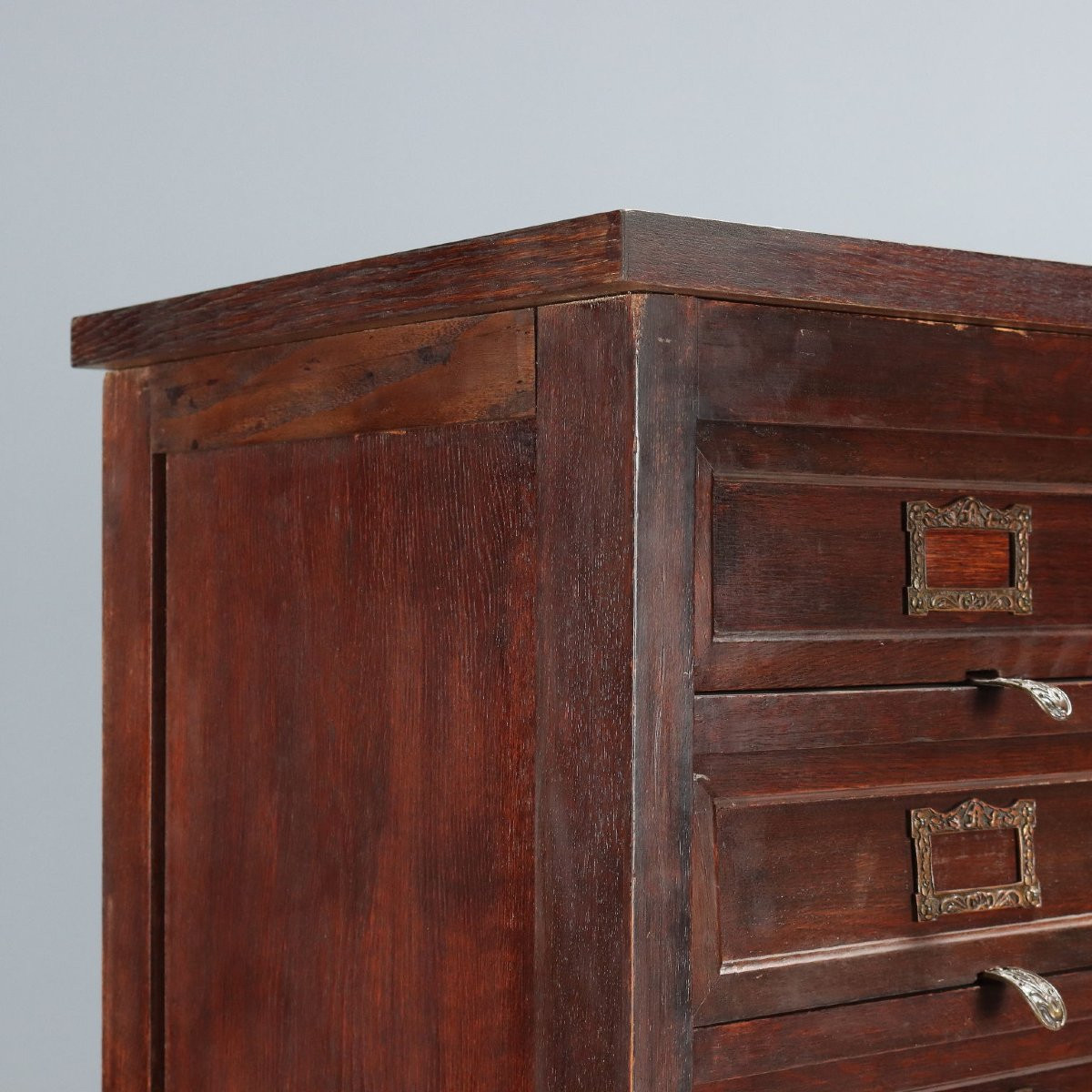 Chest Of Drawers In Oak Stained Walnut Italy Early 20th Century-photo-4