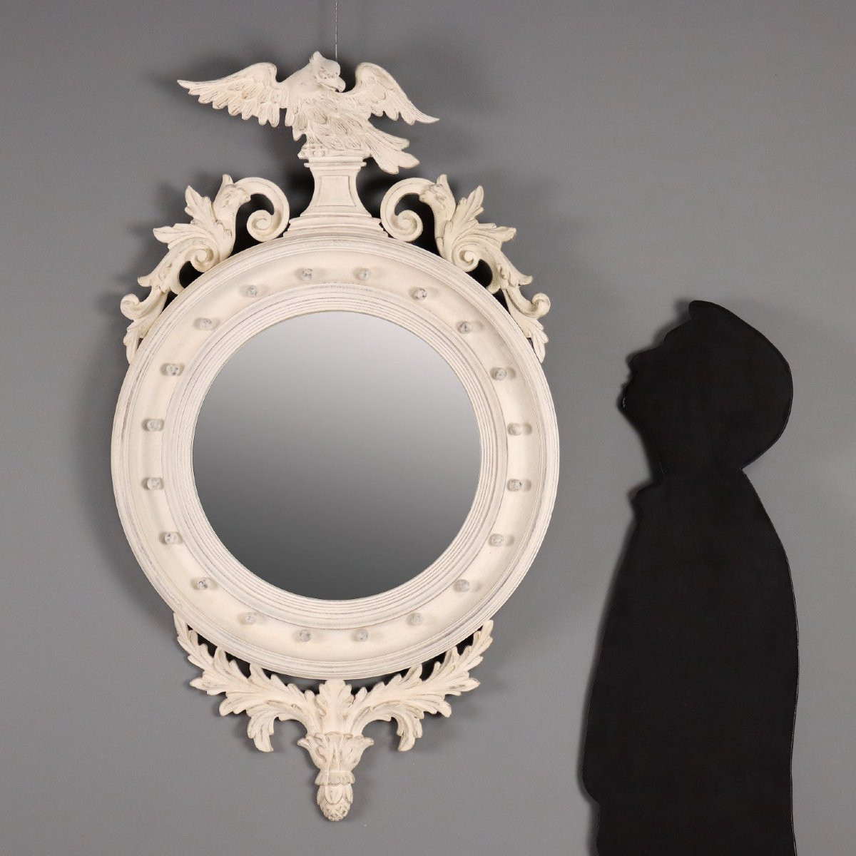 Antique Mirror Regency Style Lacquered Wood Glass XX Century-photo-2