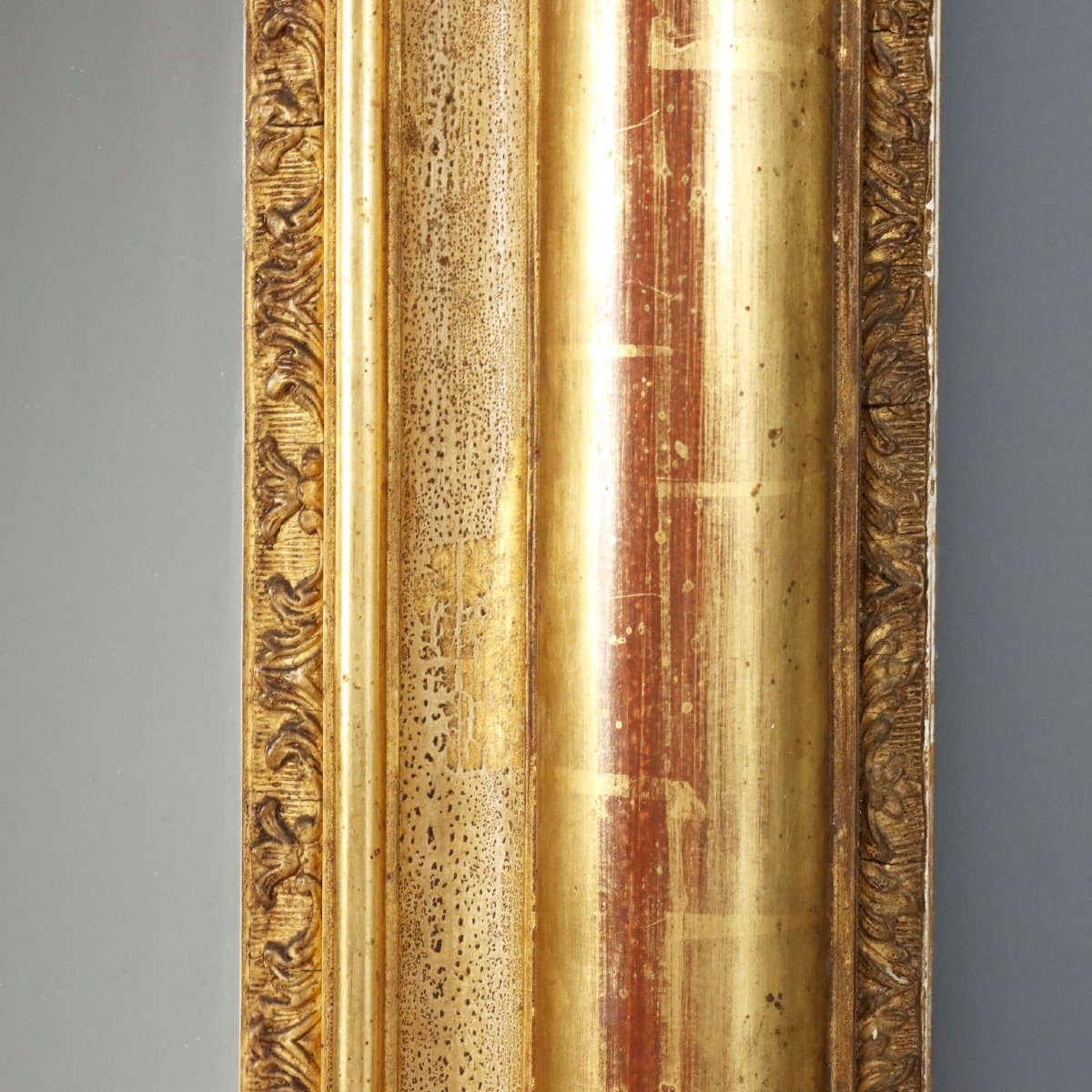 Miroir Ancien Bois Doré Gravé France du XIXe Siècle-photo-5