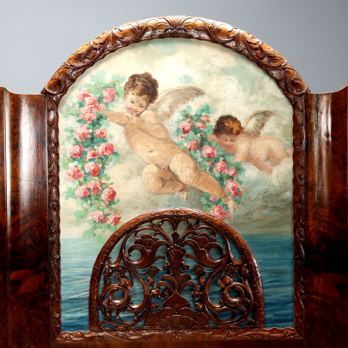 Lit Art Decò Ancien Noyer Bruyère de Noyer Italie XXe Siècle-photo-4