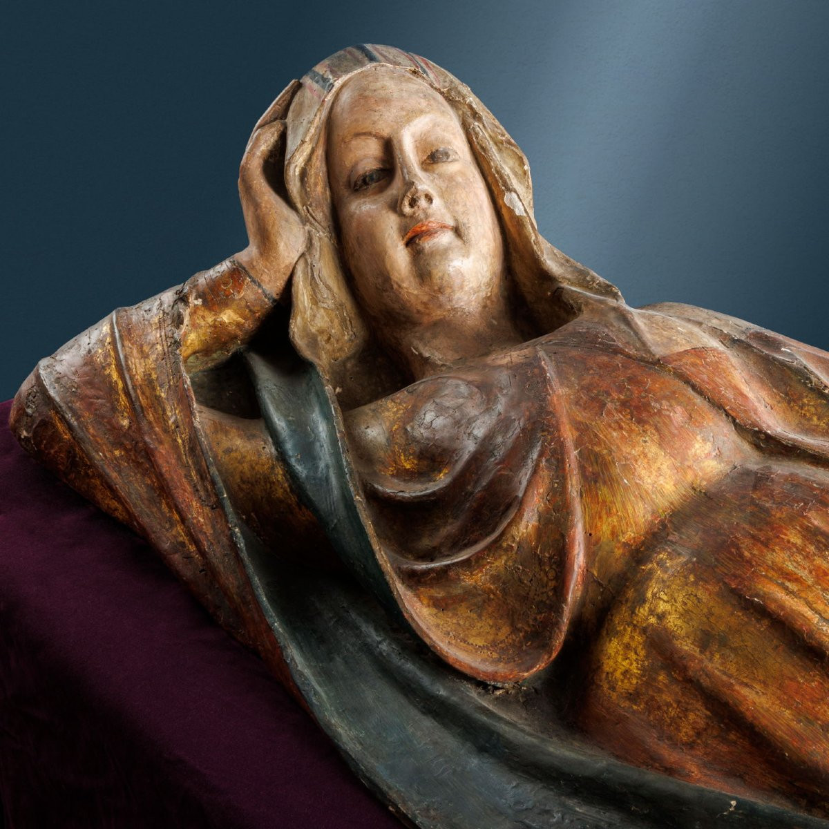 Sculture Ancienne Sujét Sacré Bois Coloré Italie du XVe Siècle-photo-4