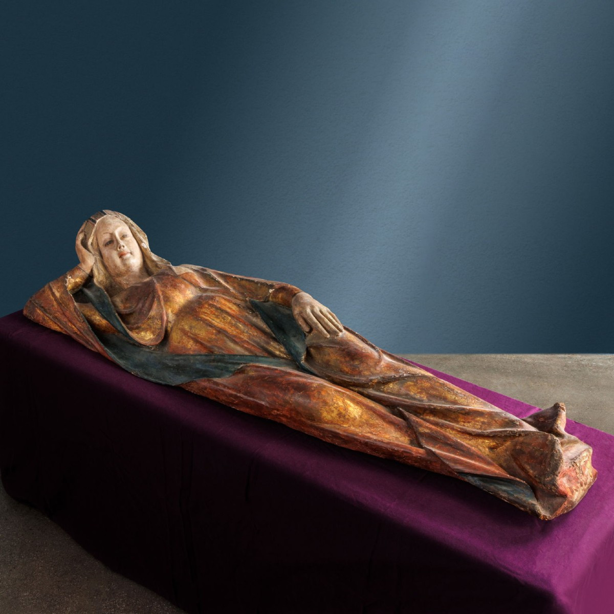 Sculture Ancienne Sujét Sacré Bois Coloré Italie du XVe Siècle