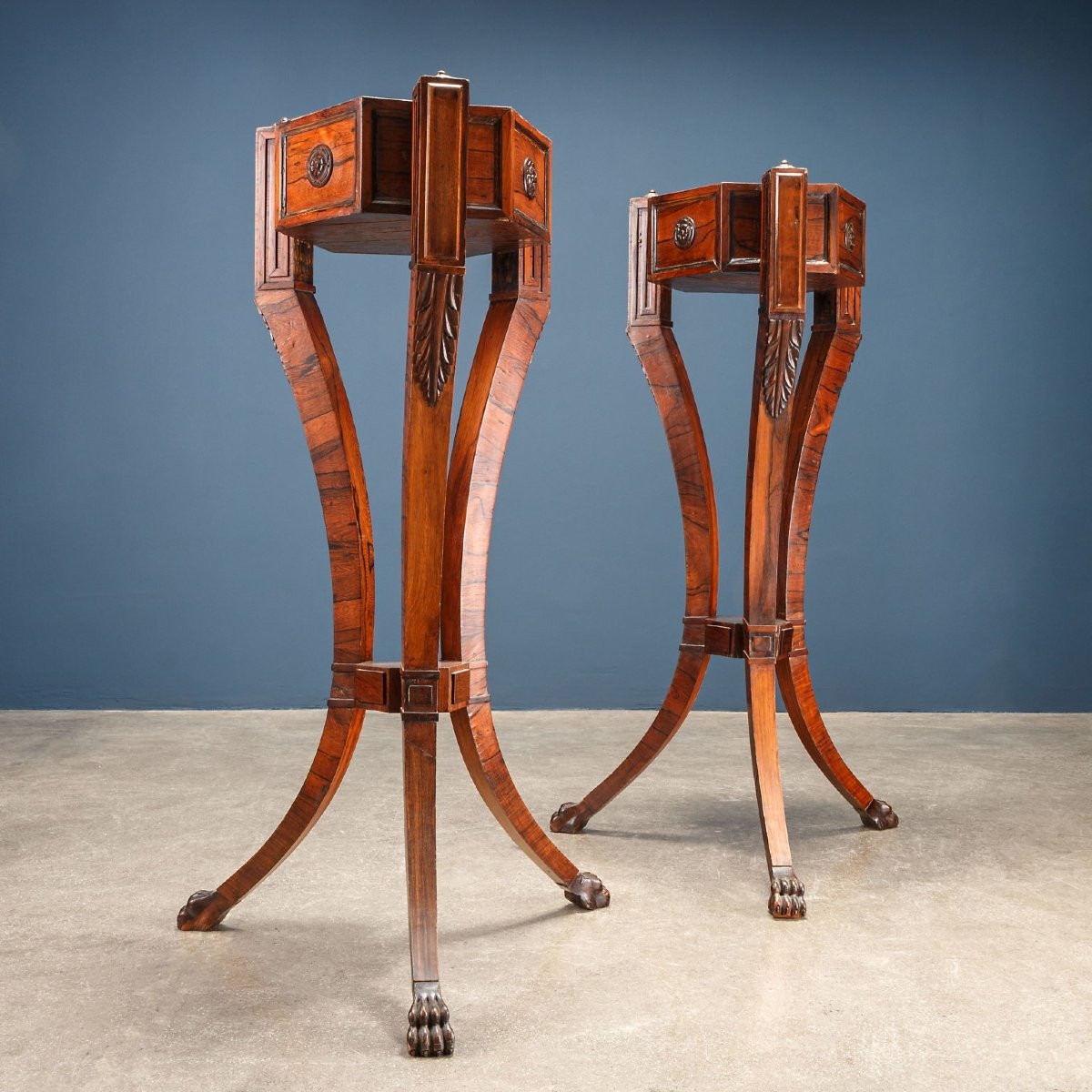 Paire de Trépieds Anciens en Palissandre Angleterre XIXe Siècle-photo-1