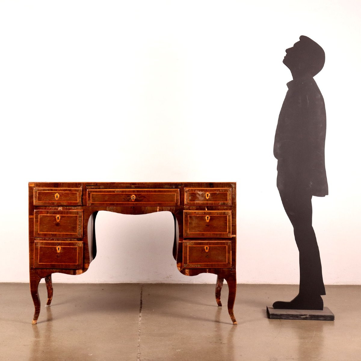 Ancient Neoclassical Writing Desk '700 Exotic Wood Veneer Silver Fir-photo-2