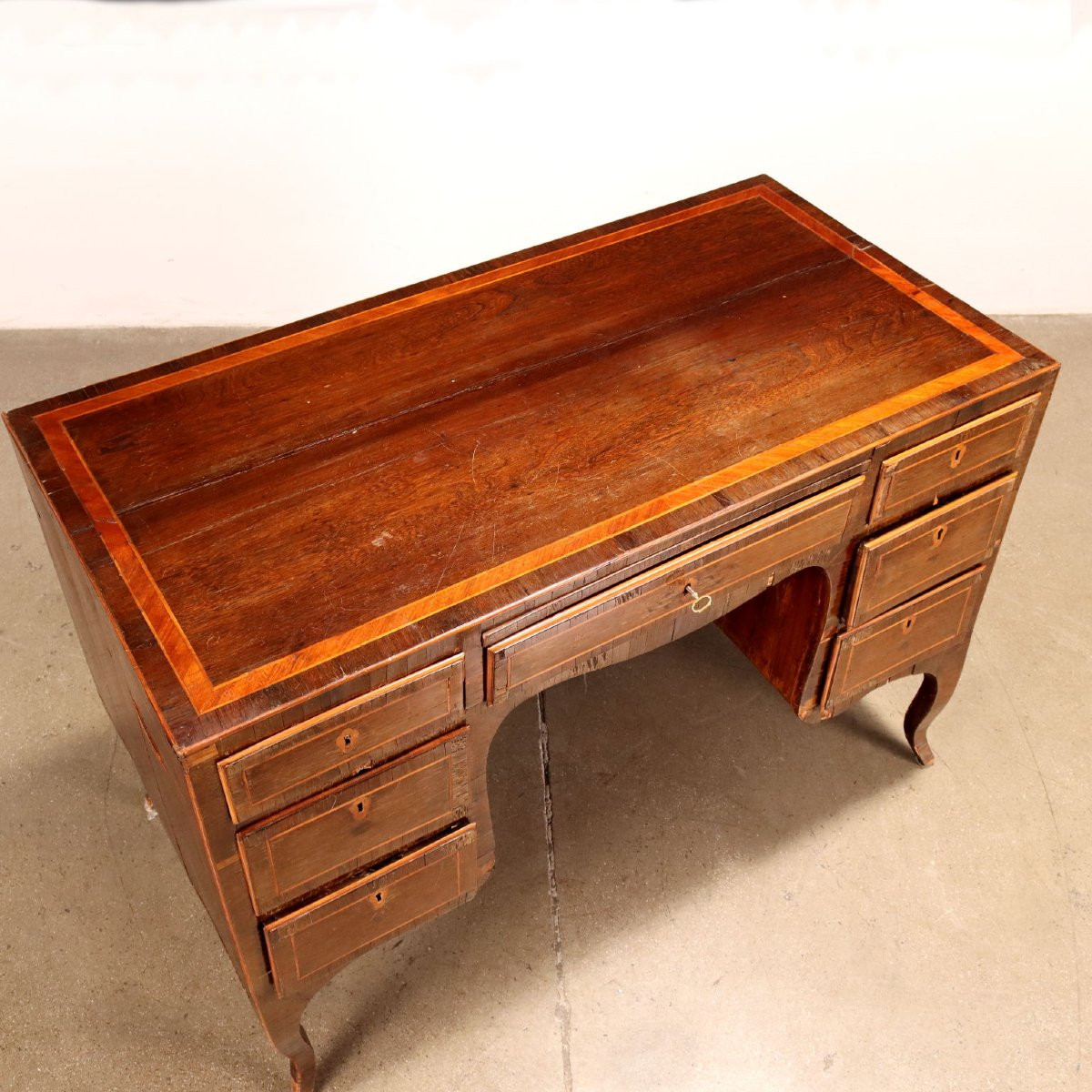 Ancient Neoclassical Writing Desk '700 Exotic Wood Veneer Silver Fir-photo-3