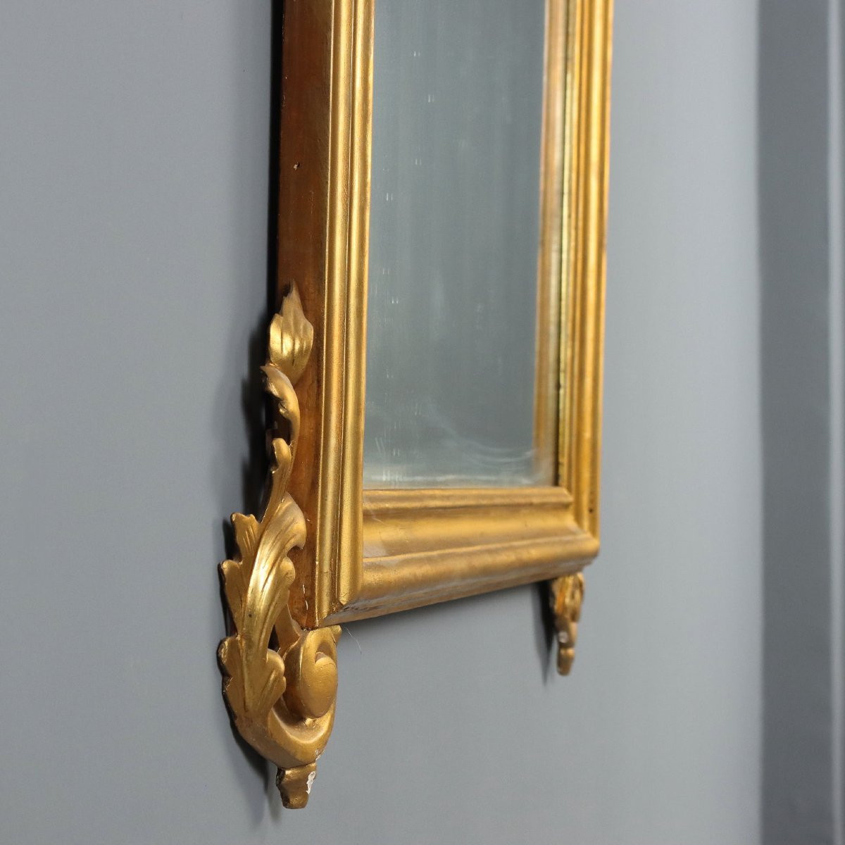 Miroir Ancien Bois Gravé Doré Italie du XIXe Siècle -photo-6
