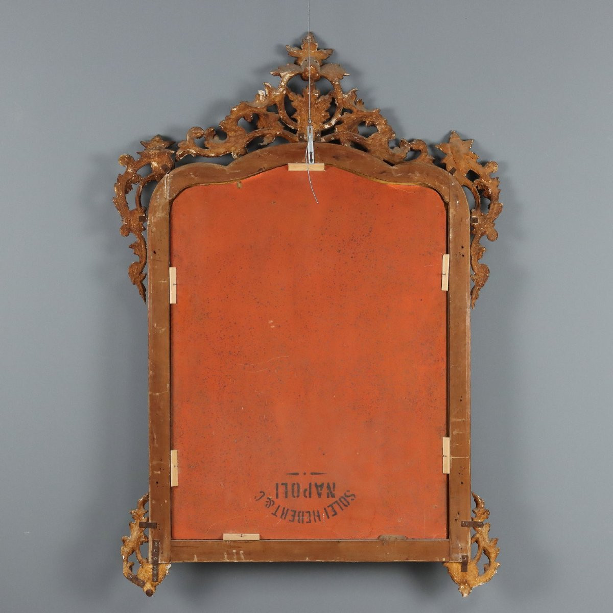 Miroir Ancien Bois Gravé Doré Italie du XIXe Siècle -photo-7