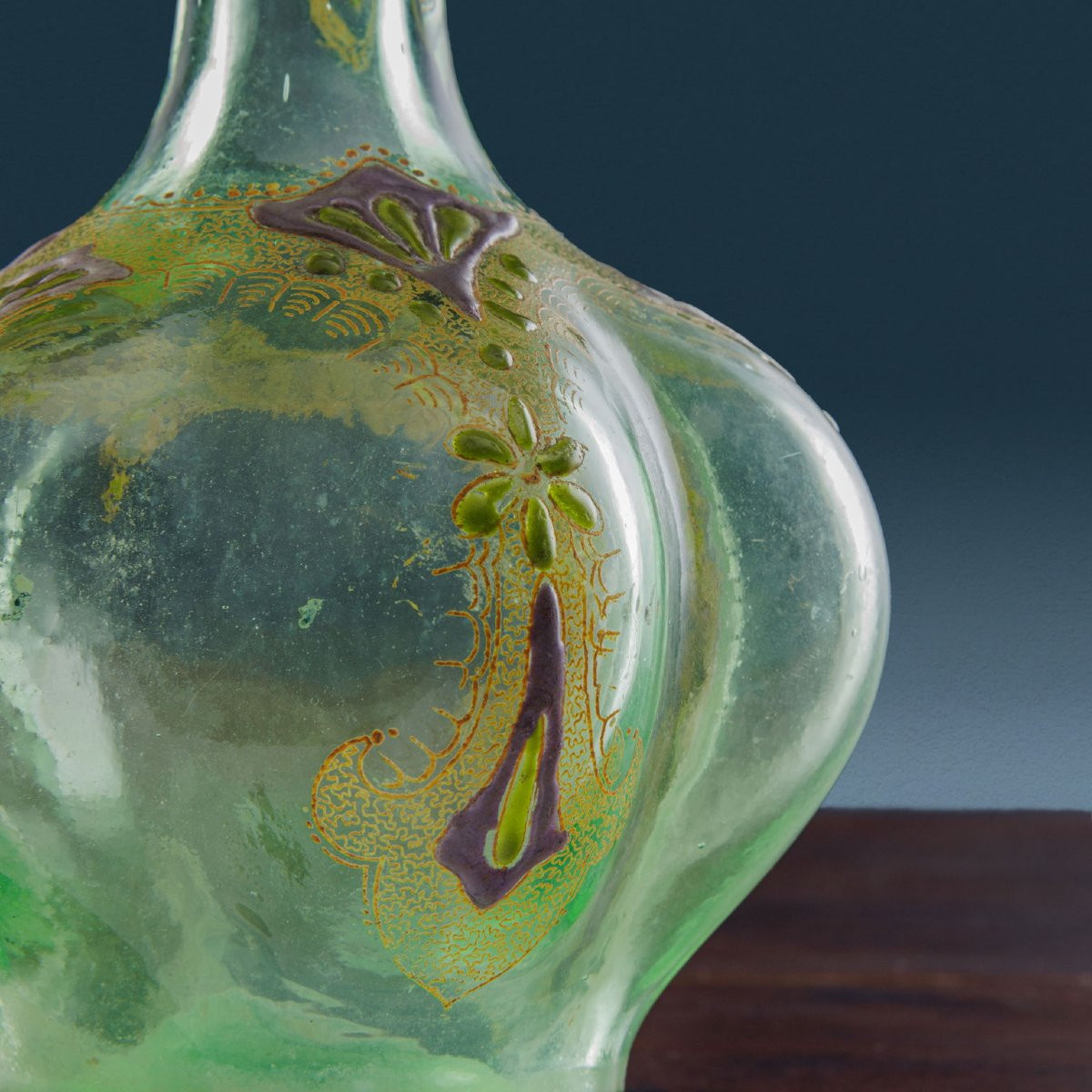 Antique Gallé Vase Enamelled Glass Flower Decorations XIX Century-photo-3