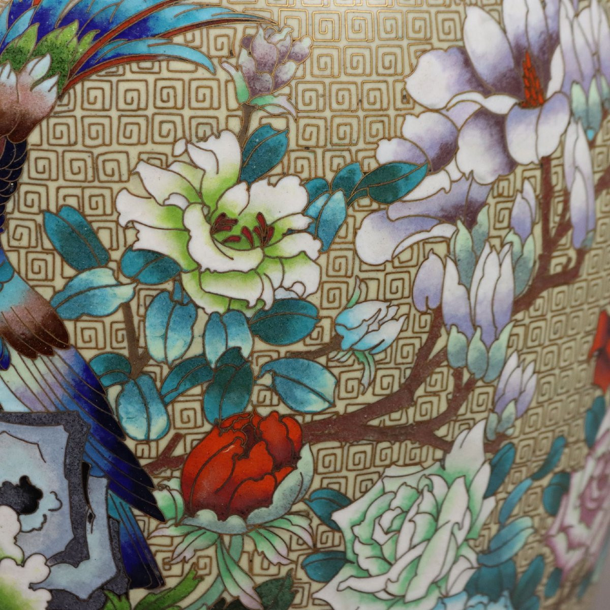 Vases Anciens Cuivre Cloisonné Chine du XXe Siècle-photo-2