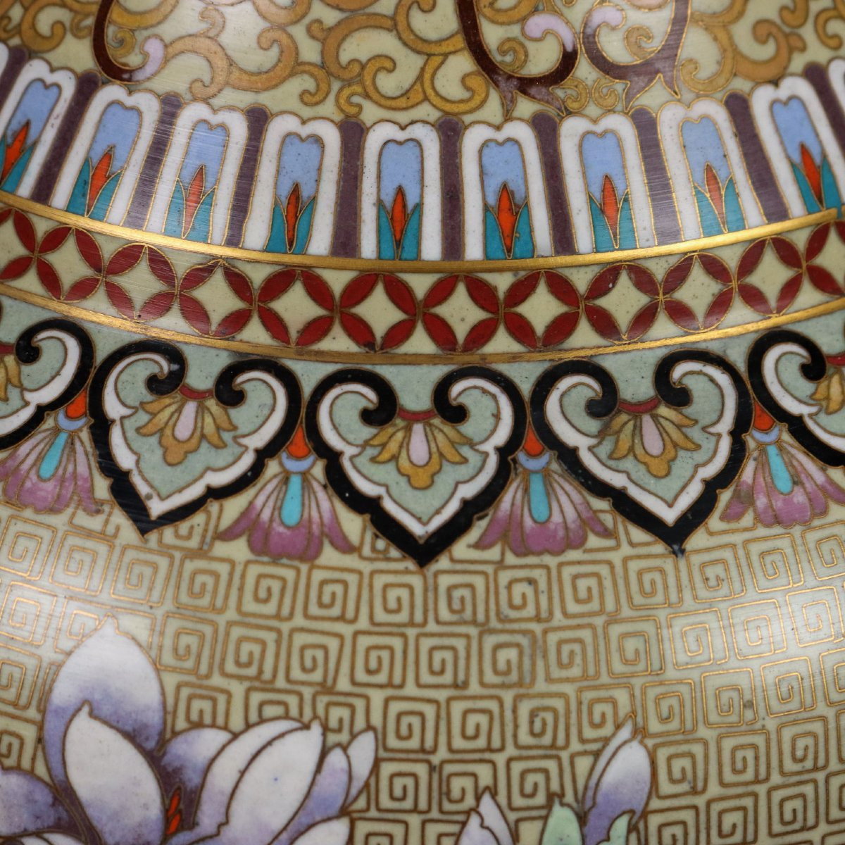 Vases Anciens Cuivre Cloisonné Chine du XXe Siècle-photo-3