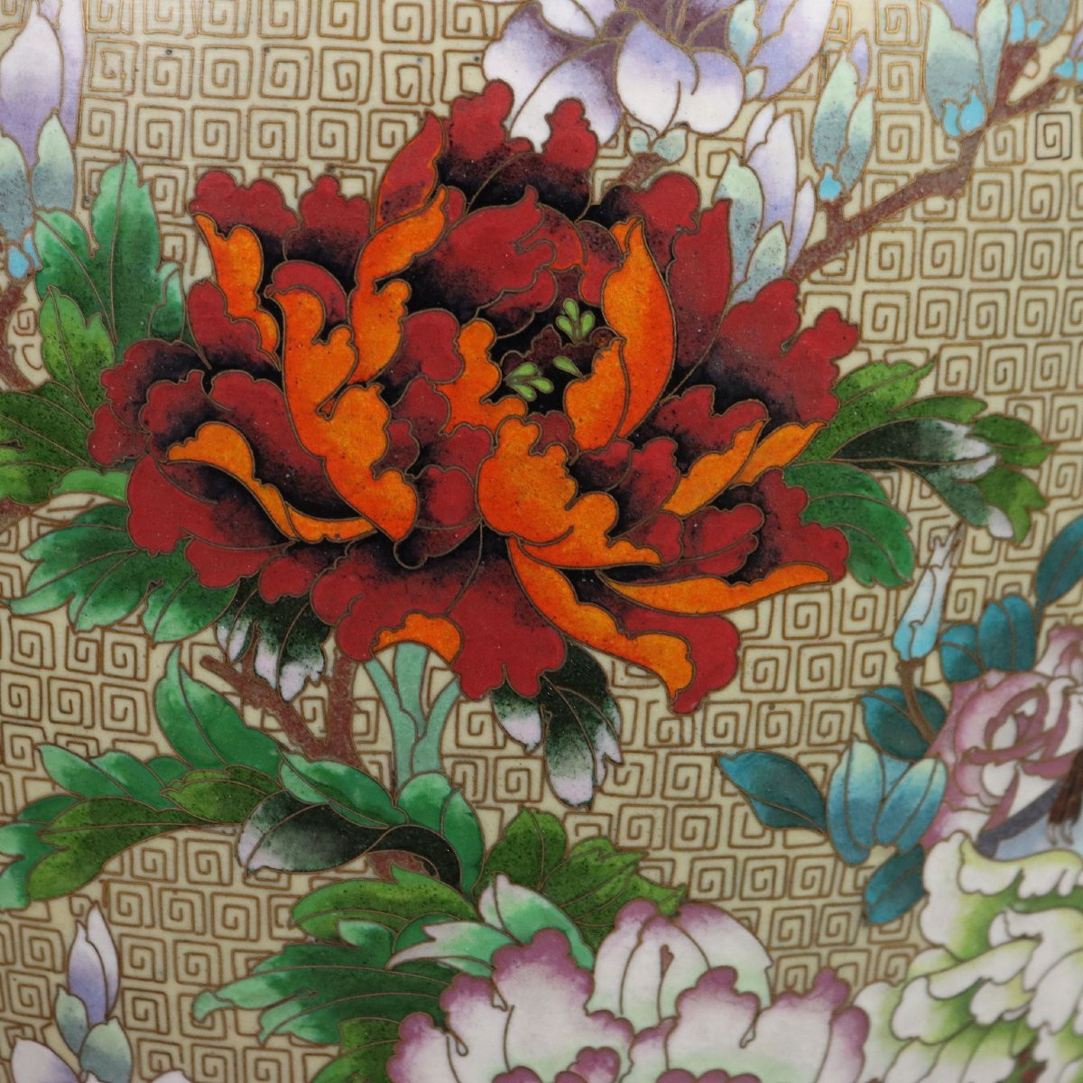 Vases Anciens Cuivre Cloisonné Chine du XXe Siècle-photo-4