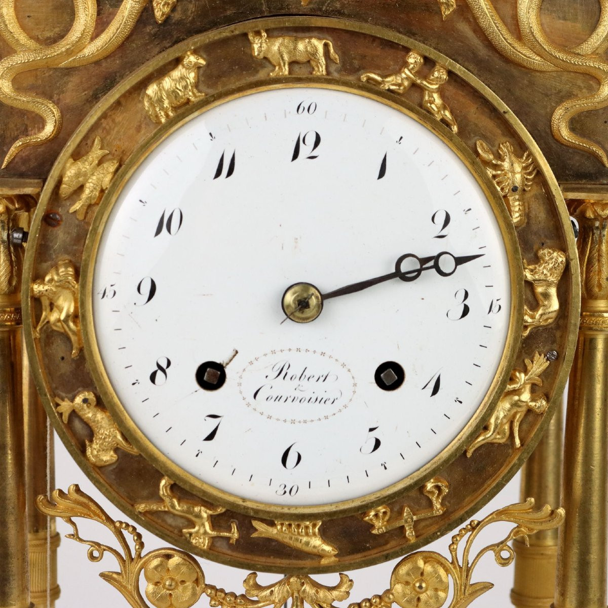 Horloge de Table Ancien en Bronze Robert & Courvoisier France '800-photo-1