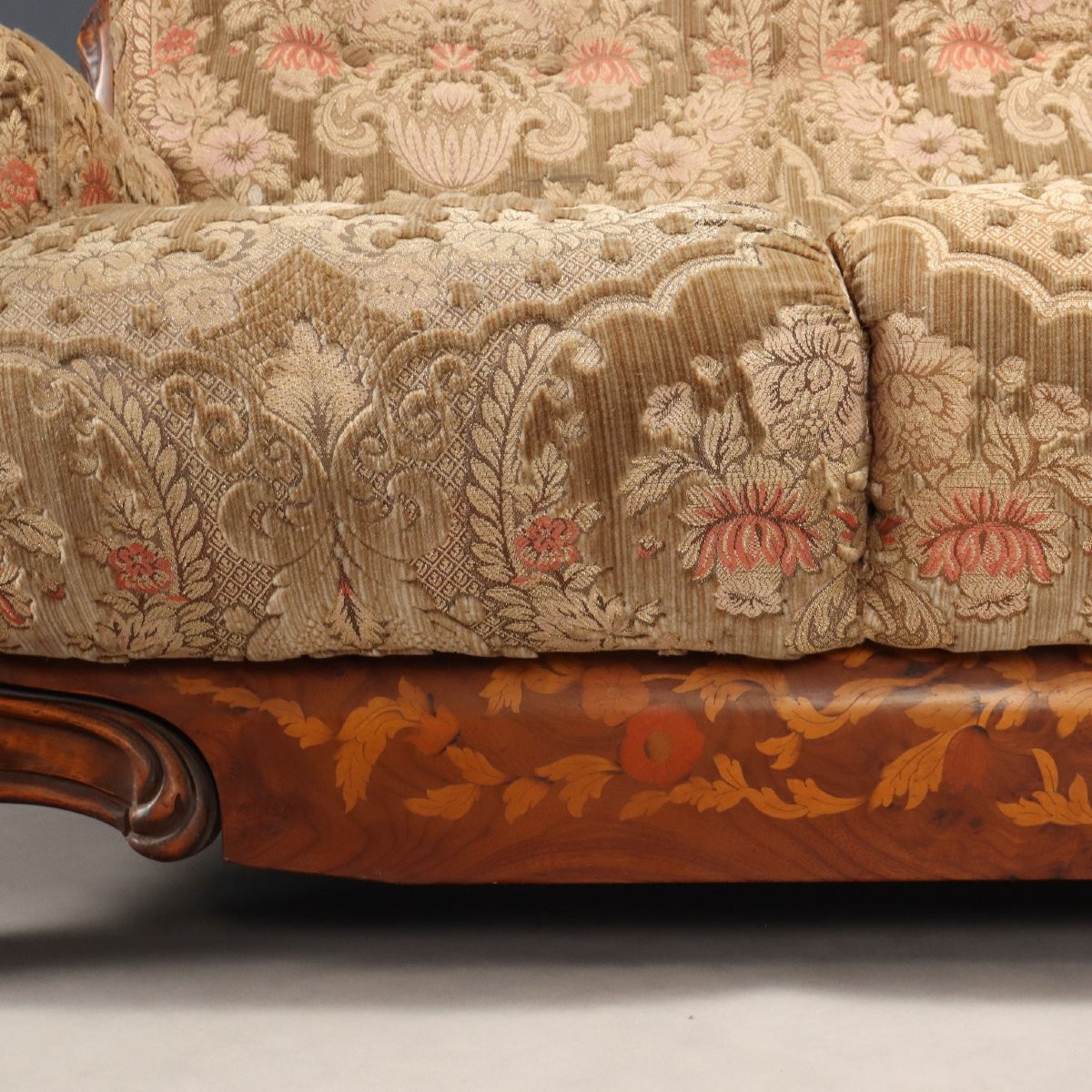 Antique Sofa Eclectic Style American Walnut Fabric XX Century-photo-5